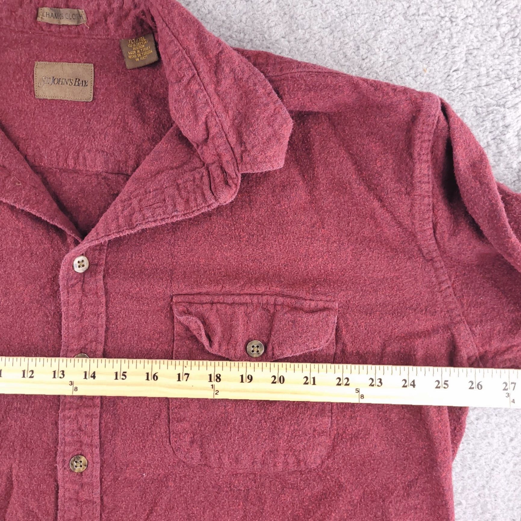 Vintage VINTAGE St. John's Bay Shirt Mens XLT Red Flannel Button-Up Long Sleeve Chamois Cloth Thick Solid Modern Comfort Mens Size US XL / EU 56 / 4 - 6 Thumbnail