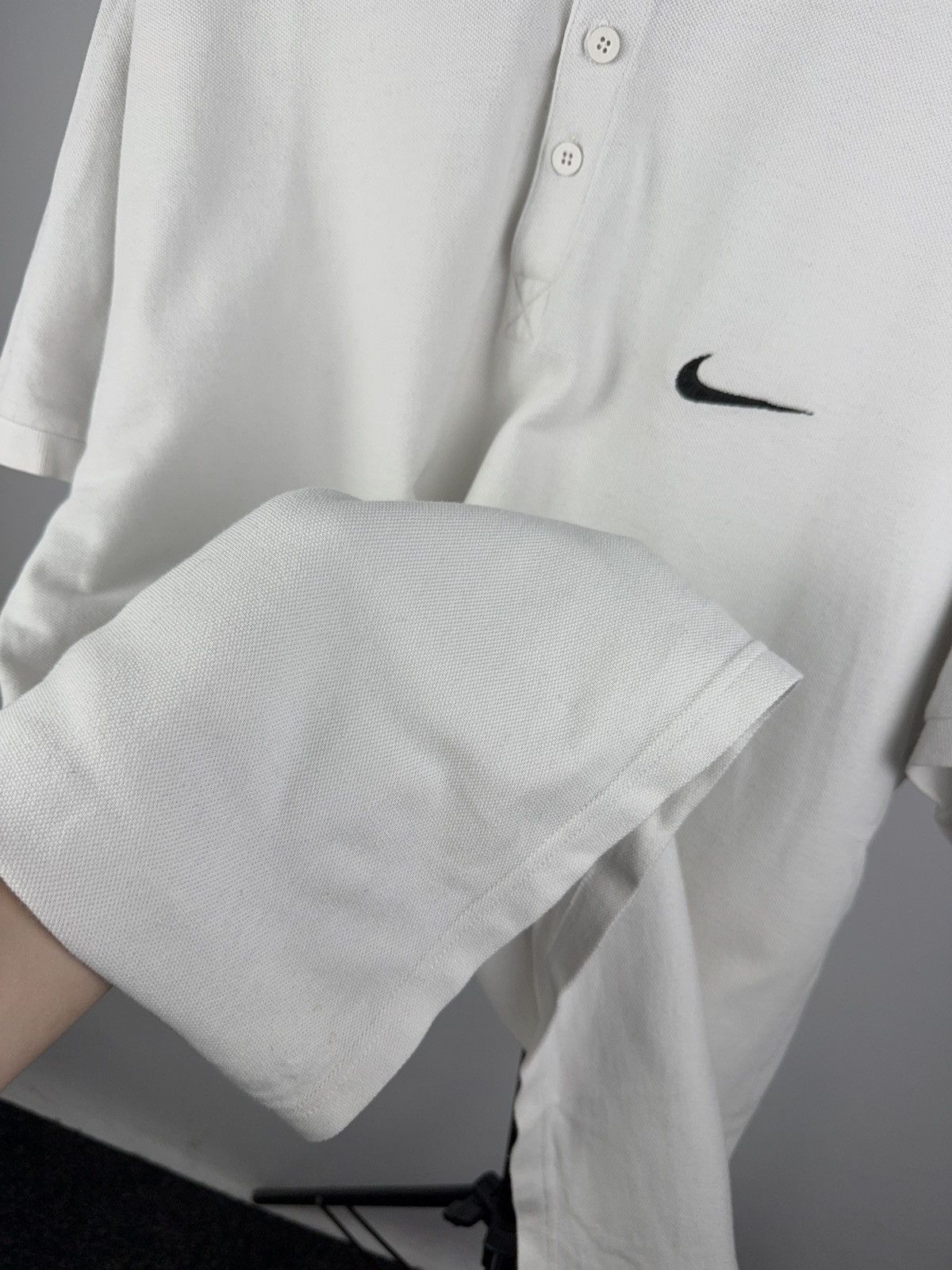 Nike × Vintage Vintage 90s Nike White Polo Shirt Swoosh Logo Made in Peru Size US L / EU 52-54 / 3 - 7 Thumbnail