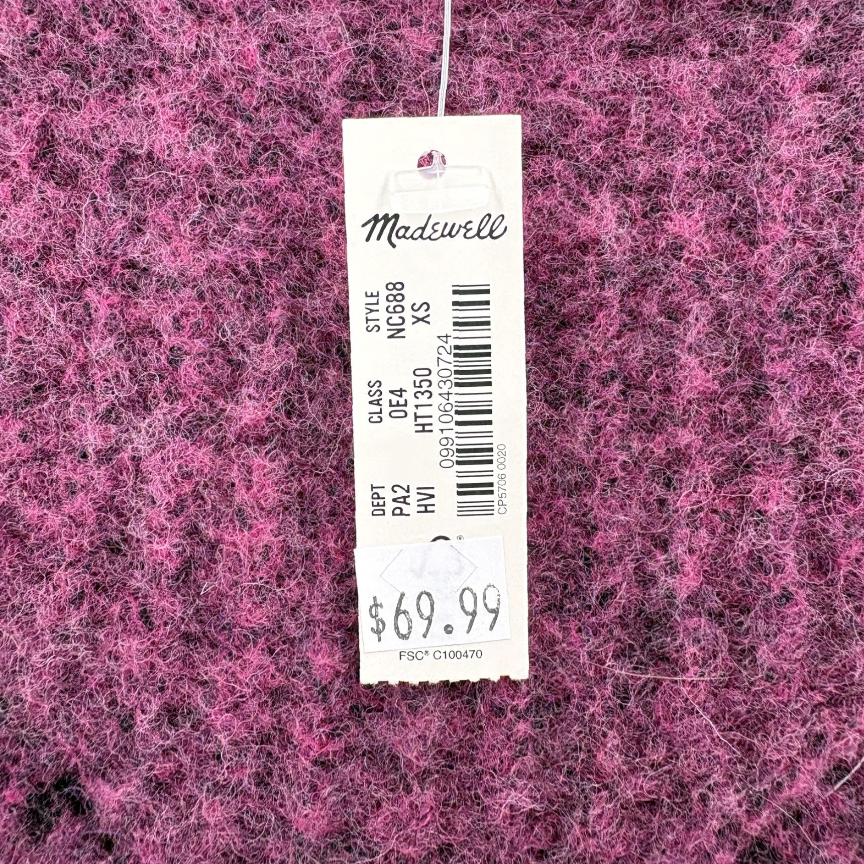 Madewell Madewell Sweater Womens XS Purple Wool Camel Hair Crew Neck Chunky Knit NWT Size XS / US 0-2 / IT 36-38 - 5 Thumbnail
