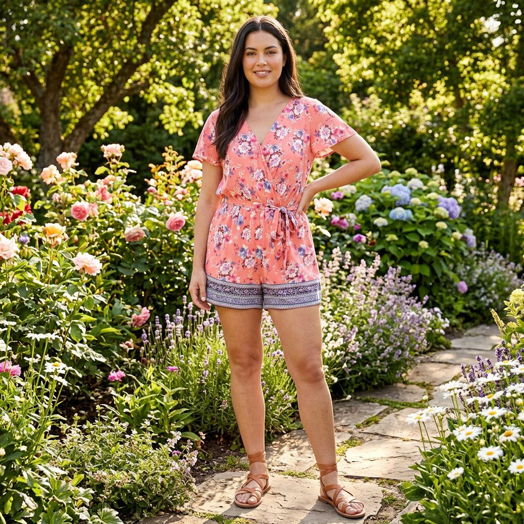 Other Kingston Grey Coral Floral Print Flutter Sleeve Romper, M Size 30" / US 8 / IT 44 - 2 Thumbnail