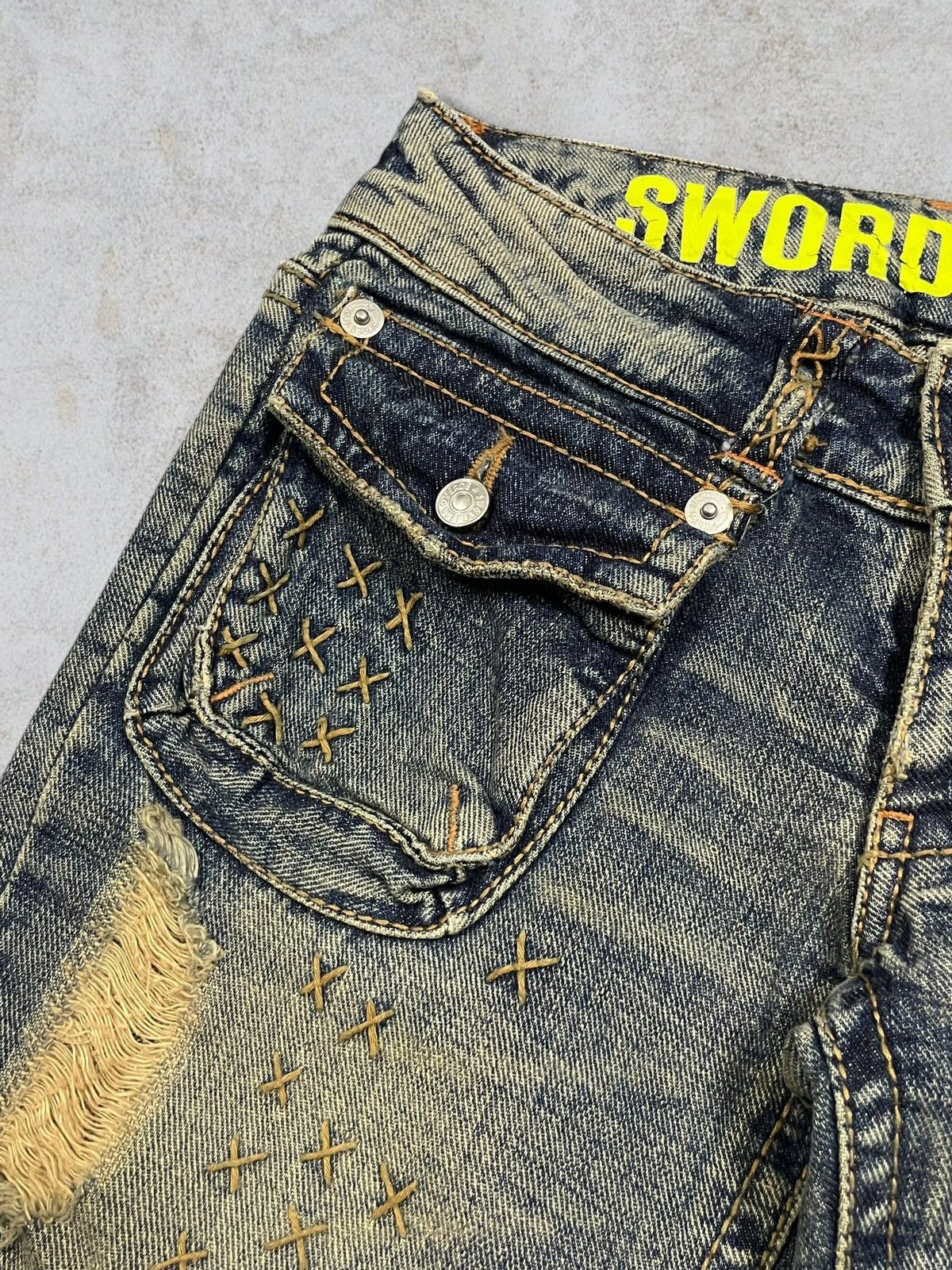CIVARIZE Japanese Brand Women Punk Bootcut Bush Pants Mud Wash Jeans Size 26" / US 2 / IT 38 - 12 Thumbnail