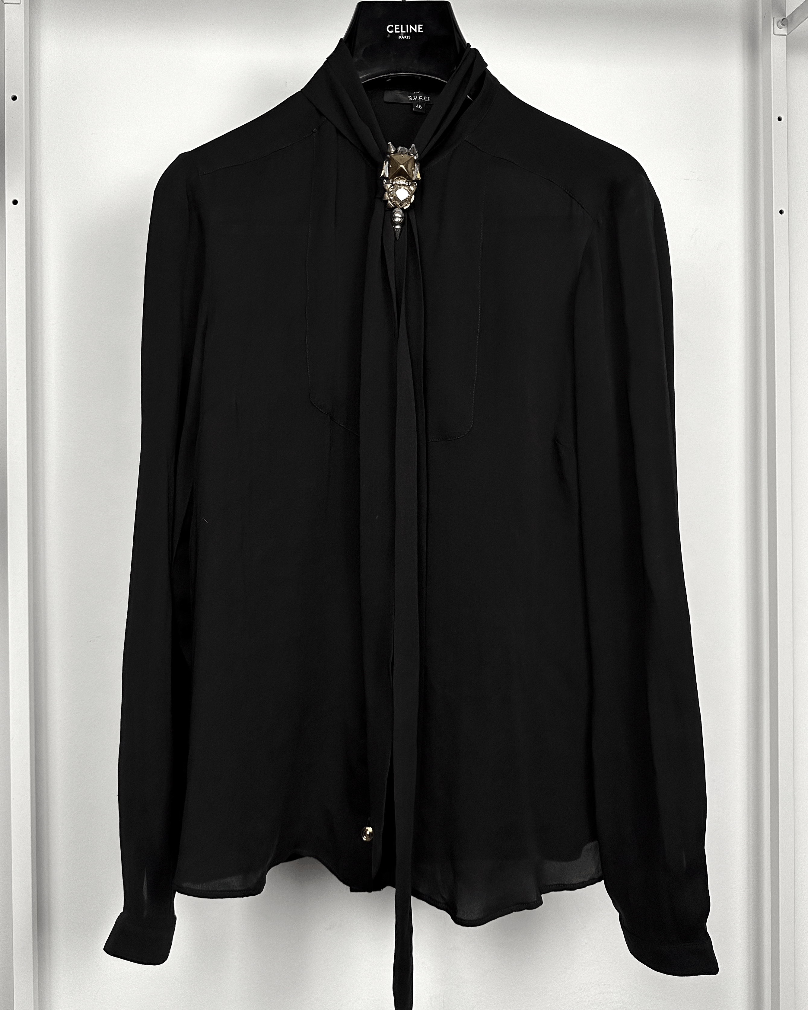 Gucci Gucci Frida Giannini Crystal Brooch Blouse Shirt Size US M / EU 48-50 / 2 - 3 Thumbnail