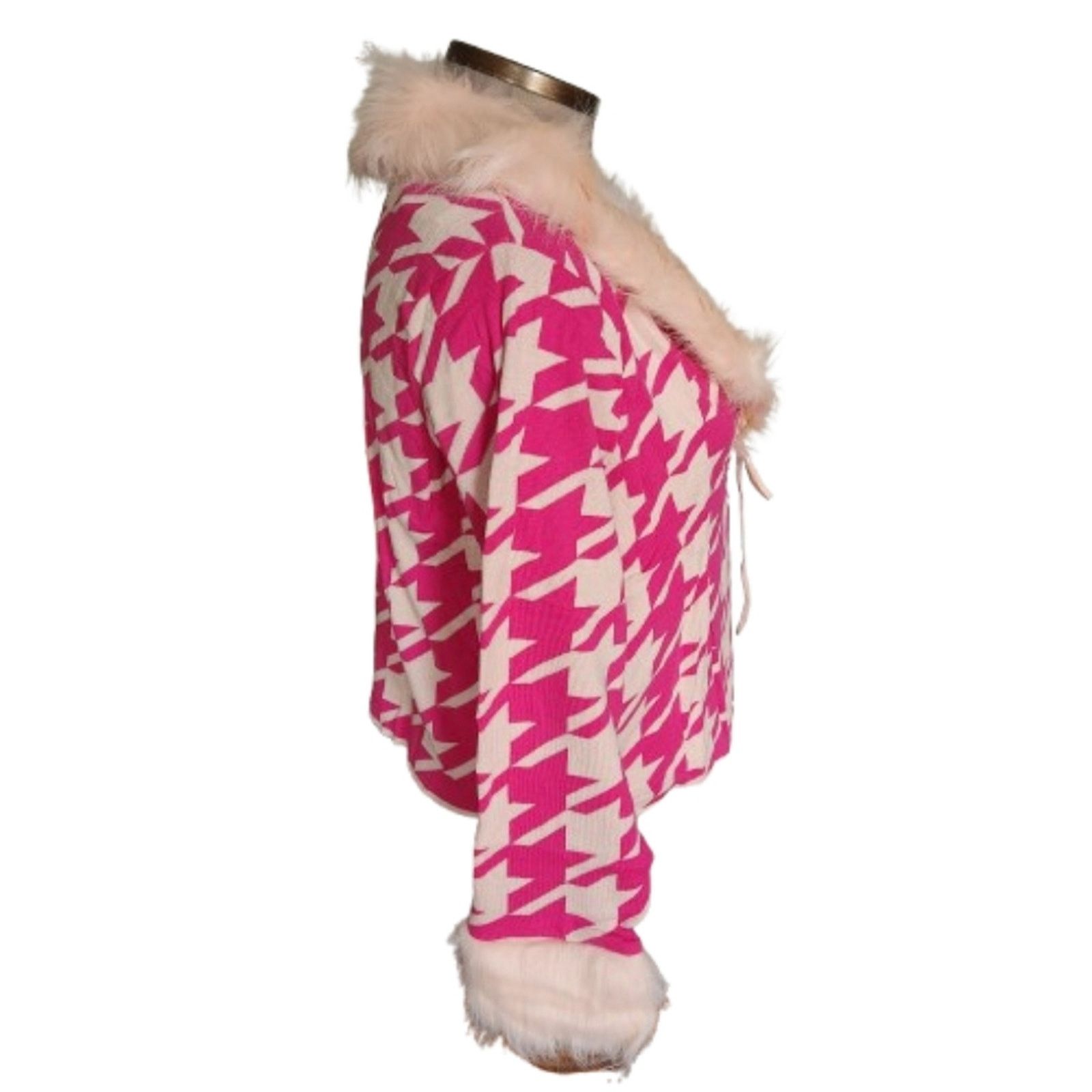 Dolls Kill SUGAR THRILLZ ☆ FUR COLLAR ☆ HOUNDSTOOTH CROP CARDI ☆ 3x NWT Size 3XL / US 20-22 - 5 Thumbnail