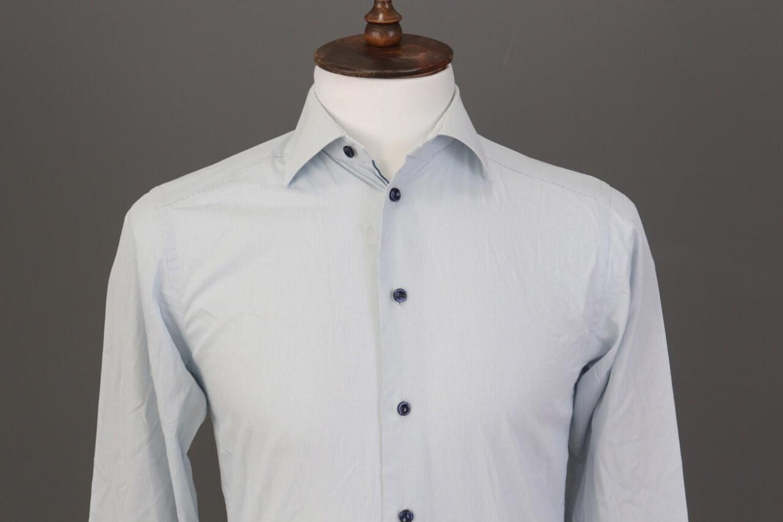 Eton Eton Slim Fit Blue Printed Button Down Shirt Size 38 / 15 Size US M / EU 48-50 / 2 - 4 Thumbnail