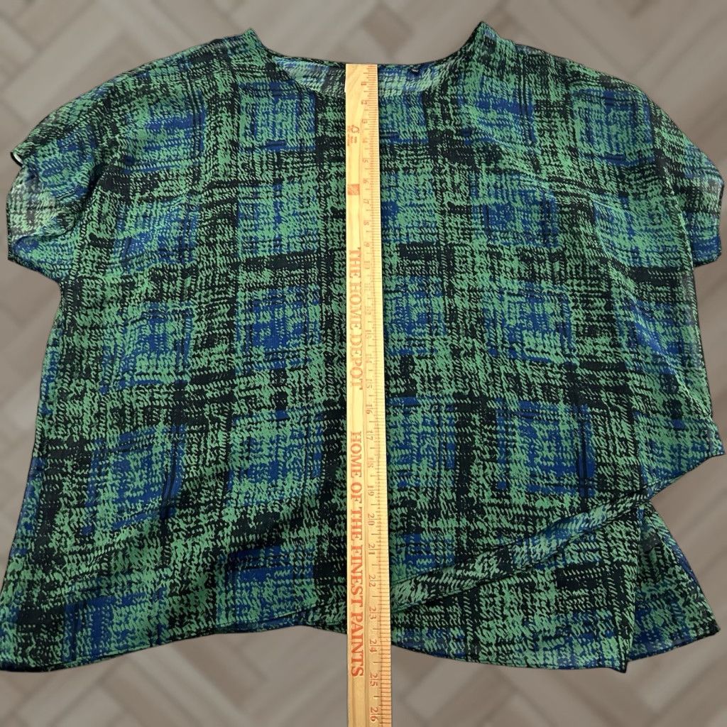 Vintage Cabi 2 Piece Tank Sheer Short Sleeve Top Women's Small Green Blue Shirt Blouse, 2 Piece, Sheer, Green, Blue, Small, Women's Size S / US 4 / IT 40 - 1 Thumbnail