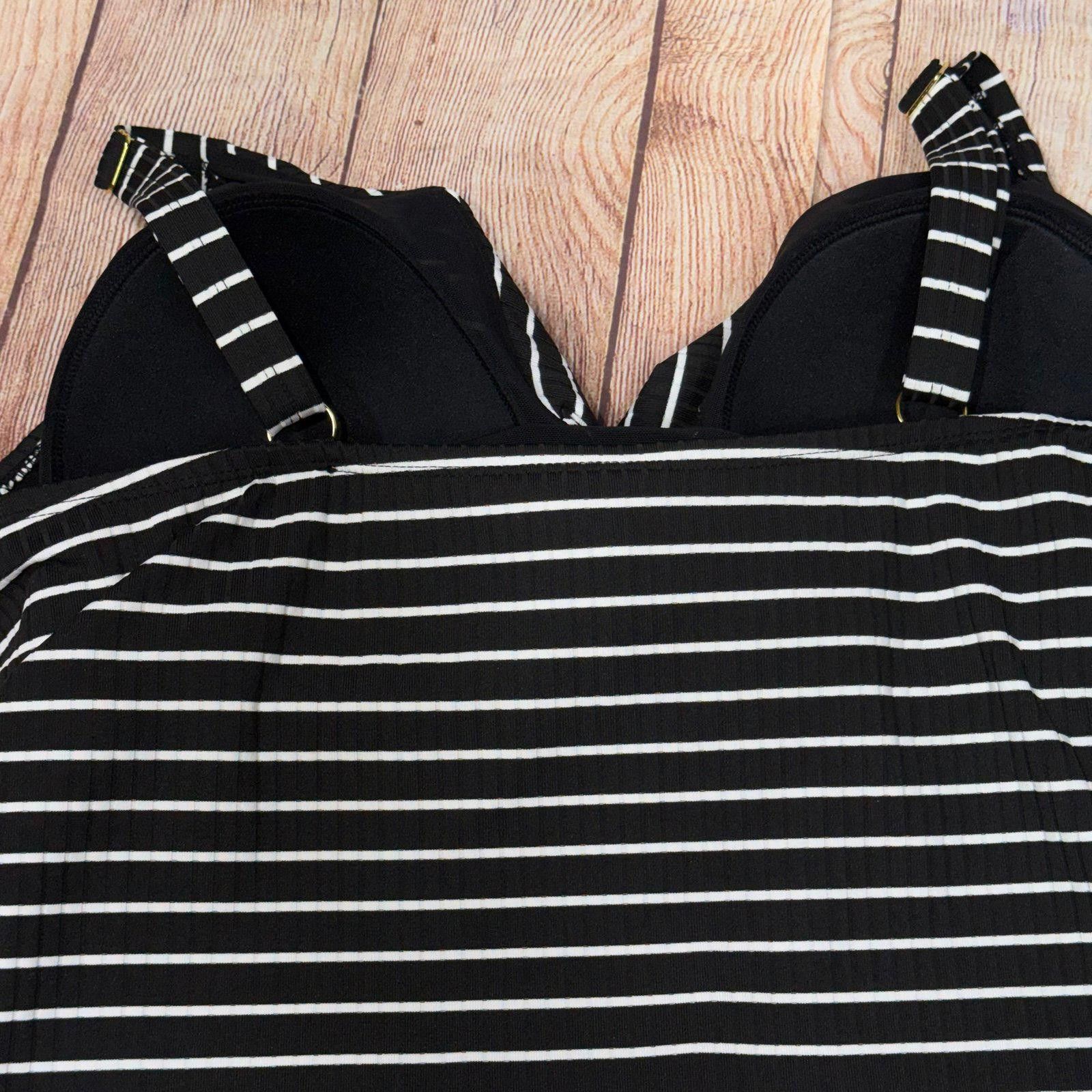 Other Freshwater Black and White Striped Tankini Top 3X Size ONE SIZE - 7 Thumbnail