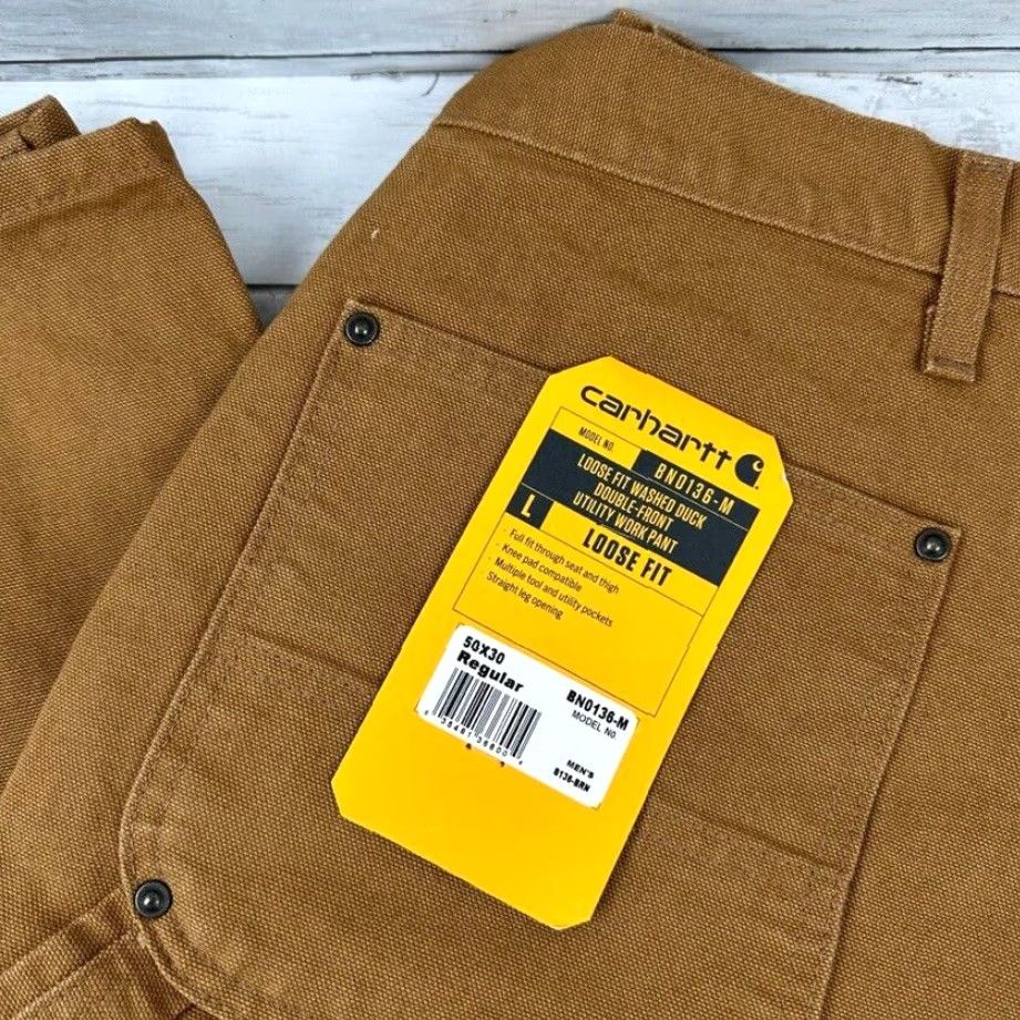 Carhartt VINTAGE Carhartt Work Pants 50x30 Brown Canvas Mens Carpenter Loose Fit Casual Workwear Size US 34 / EU 50 - 2 Thumbnail