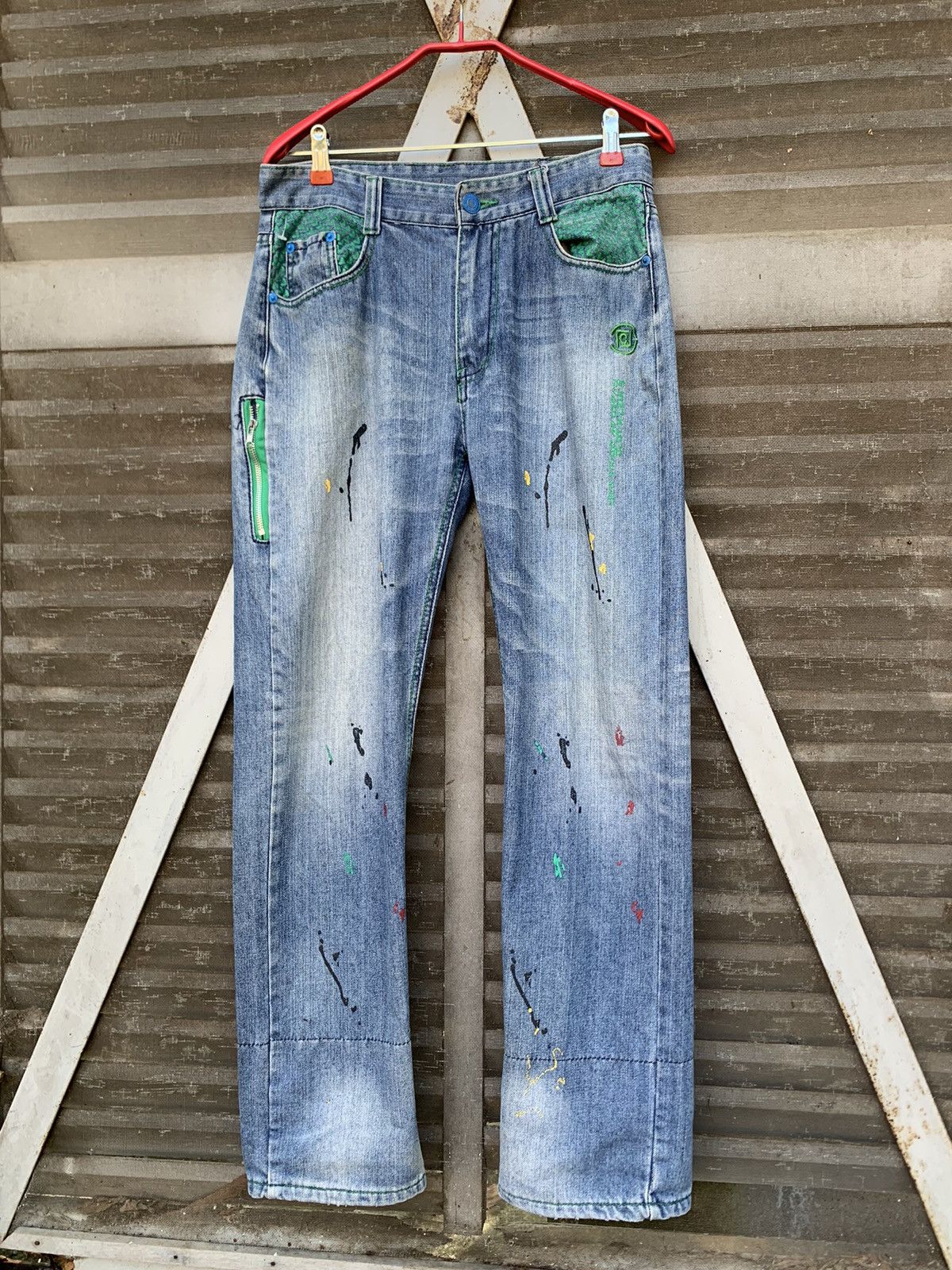 Vintage Vintage XSECAI Paint Splatters (Koi Fish Lined) Denim Jeans Size US 30 / EU 46 - 12 Thumbnail