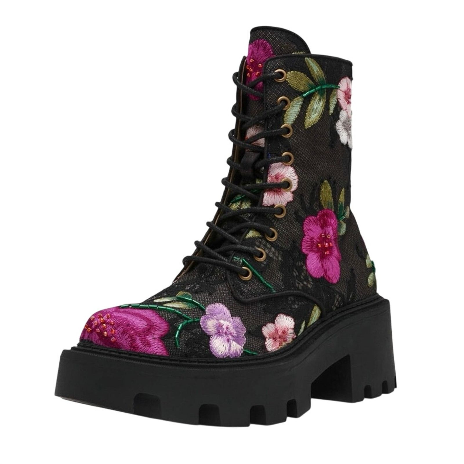 Betsey Johnson BETSEY JOHNSON Polli Beaded Floral Combat Boot Size 10 New Size US 10 / IT 40 - 5 Thumbnail