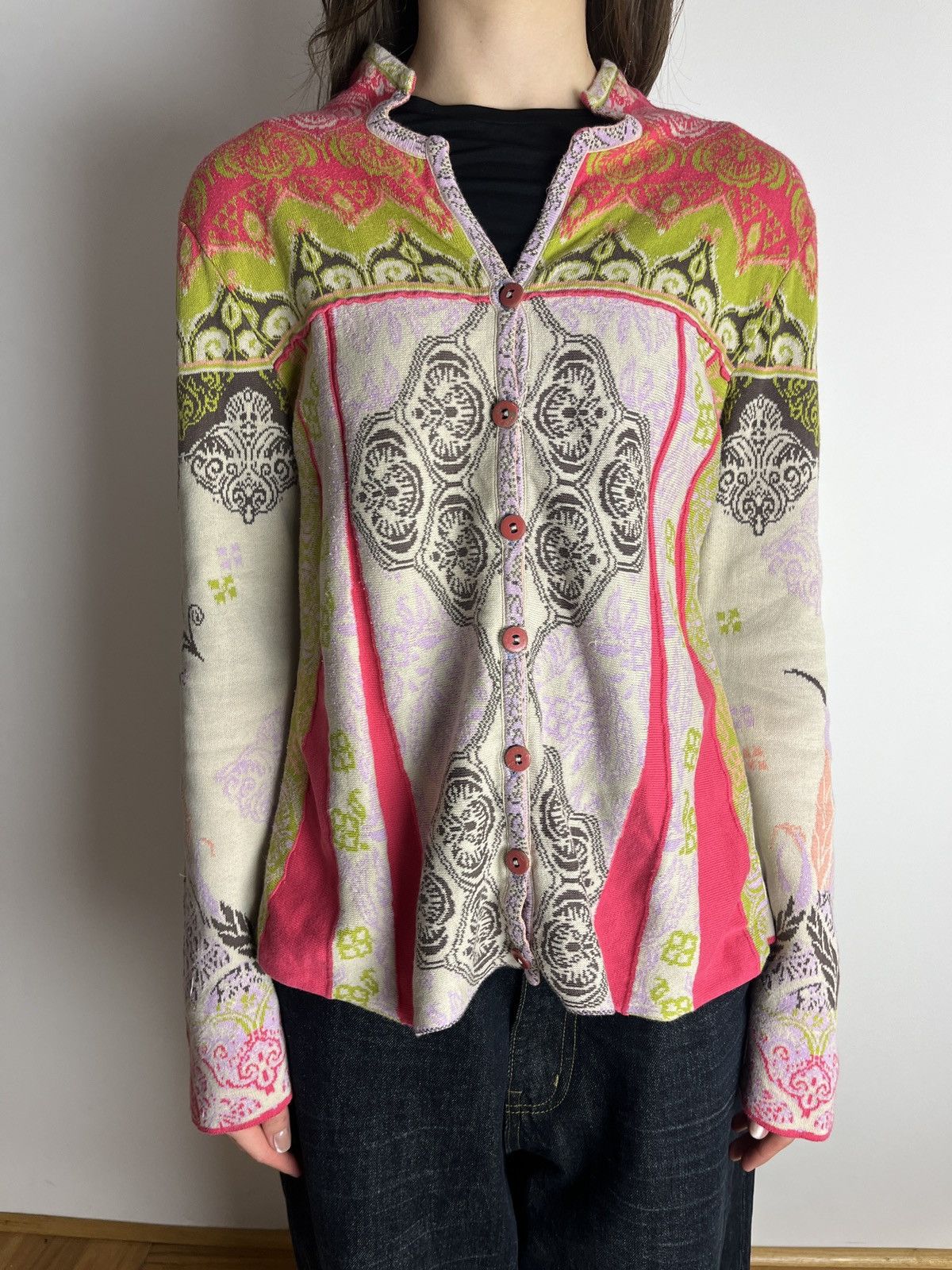 Other IVKO Button Up Damask Multicoloured Knit Cardigan Boho Style Size S / US 4 / IT 40 - 1 Thumbnail