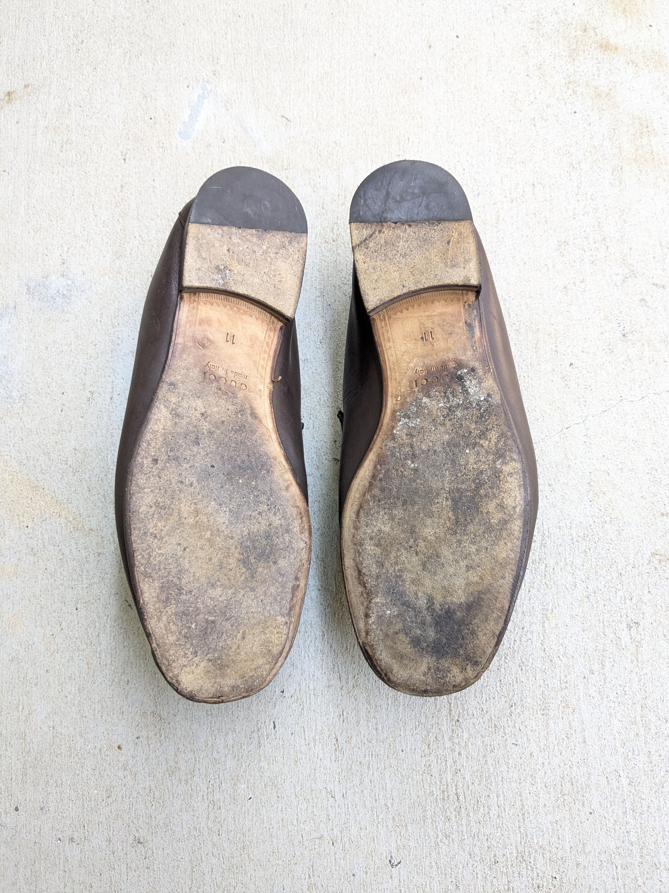 Gucci Gucci Horsebit Loafers Brown Leather 11.5 Rubber Leather Size US 11.5 / EU 44-45 - 13 Thumbnail
