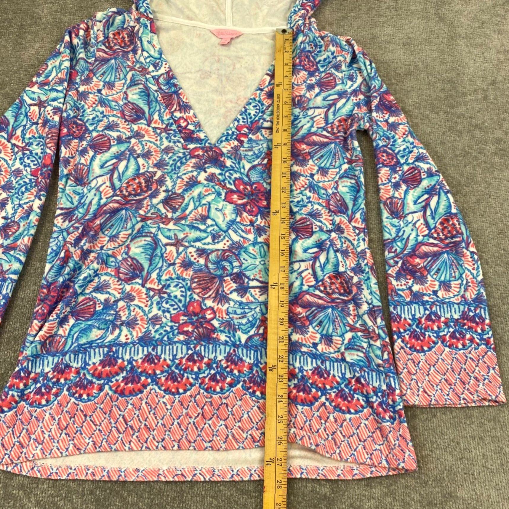 Lilly Pulitzer Lilly Pulitzer Hoodie Womens Medium Multicolor Floral Beach Deep V-Neck Pullover Size M / US 6-8 / IT 42-44 - 3 Thumbnail