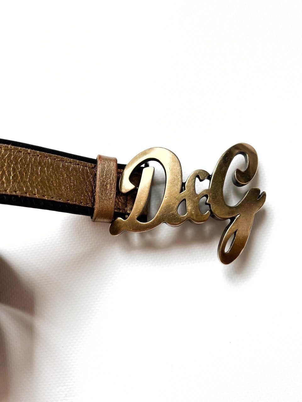 Dolce & Gabbana × Vintage Vintage Dolce Gabbana gold leather logo buckle belt D&G Size ONE SIZE - 3 Thumbnail