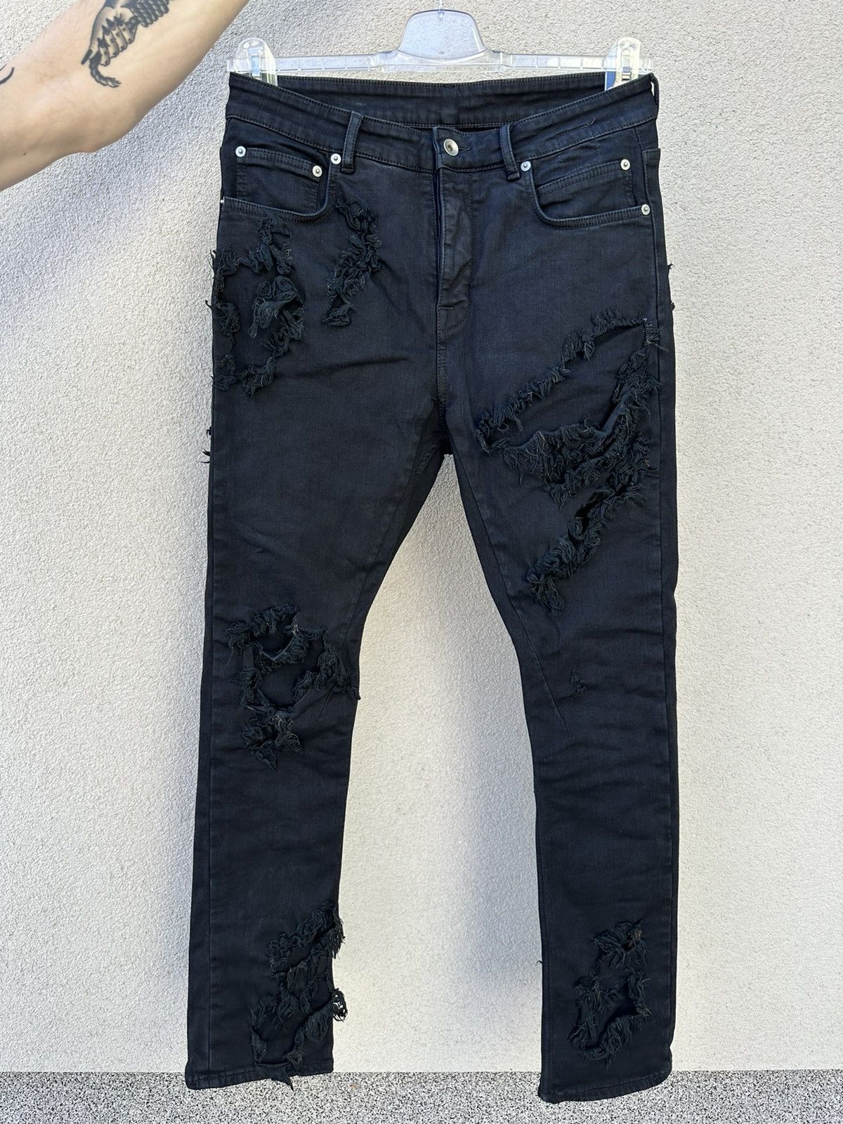 Rick Owens frayed detail Detroit Denim