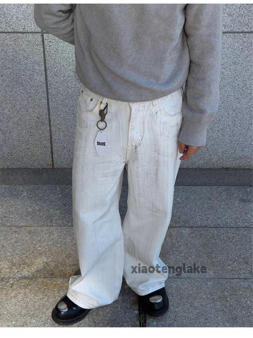 zx vintage distressed Stain paint punk yuppie flared jeans