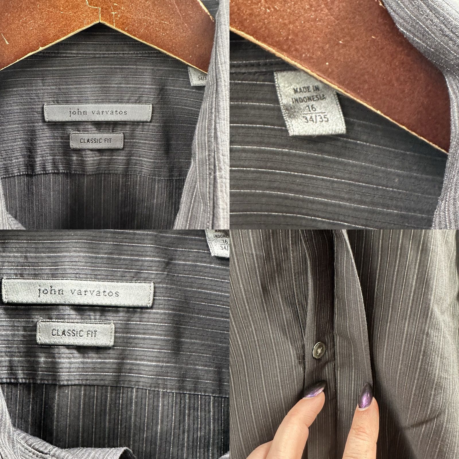 John Varvatos John Varvatos Dress Shirt Mens 16 34/35 Long Sleeve Classic Fit Striped Preppy Size 42R - 8 Thumbnail