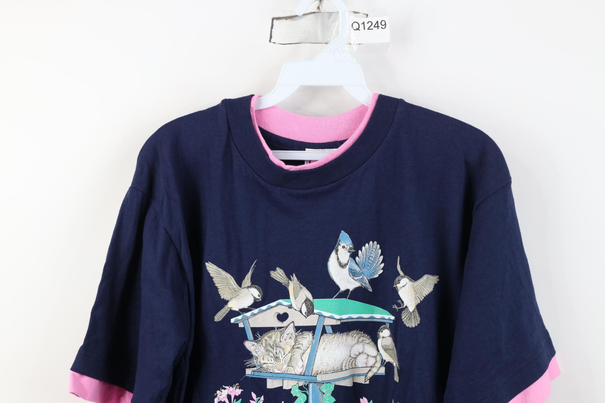 Vintage Deadstock Vintage 90s Streetwear Cat Kitten Bird T-Shirt Size M / US 6-8 / IT 42-44 - 2 Thumbnail