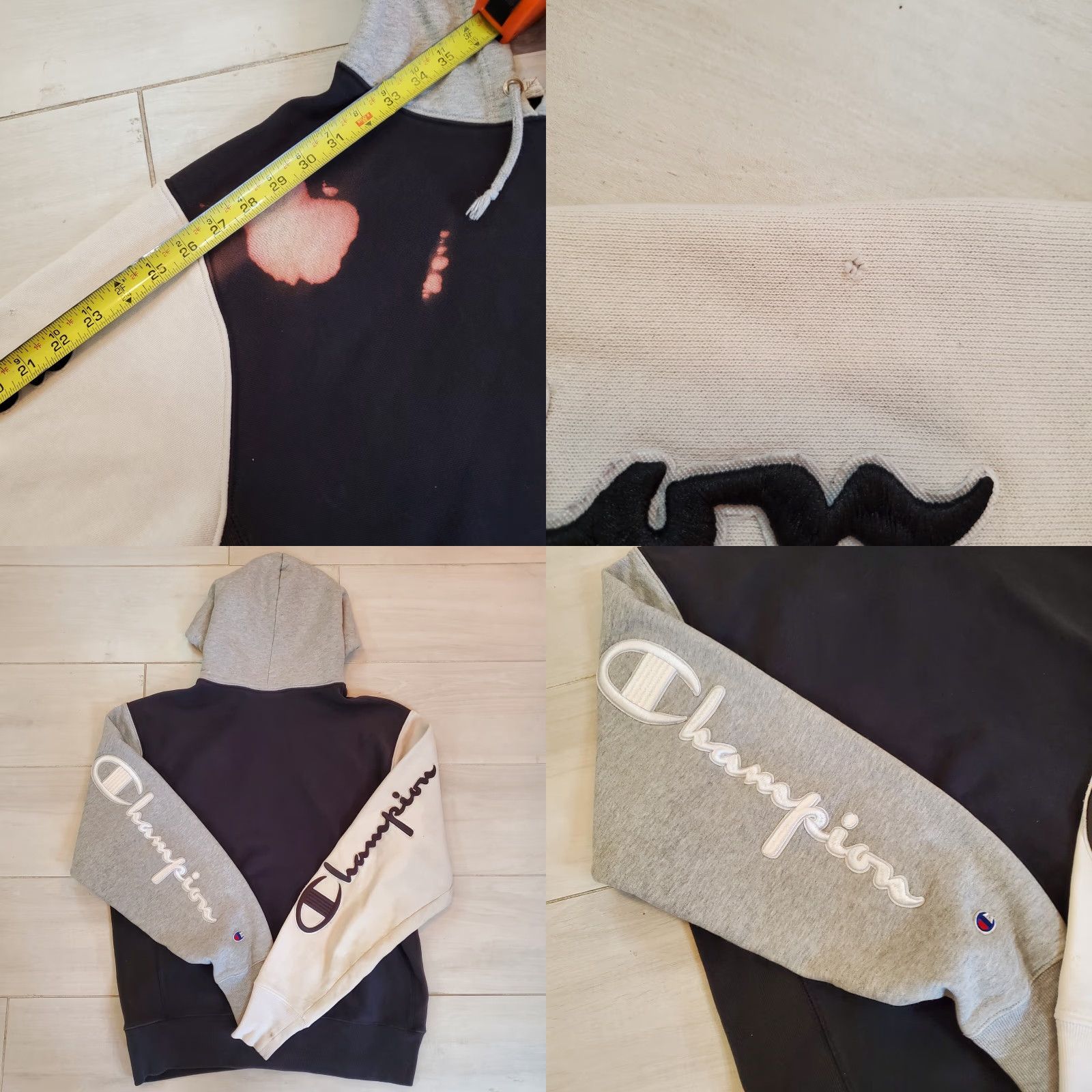 Champion Champion Hoodie Men L Black White Gray Colorblock Embroidered Reverse Weave Geometric Multicolor Crew Neck Fleece Pocket Regular Size Size US L / EU 52-54 / 3 - 8 Thumbnail