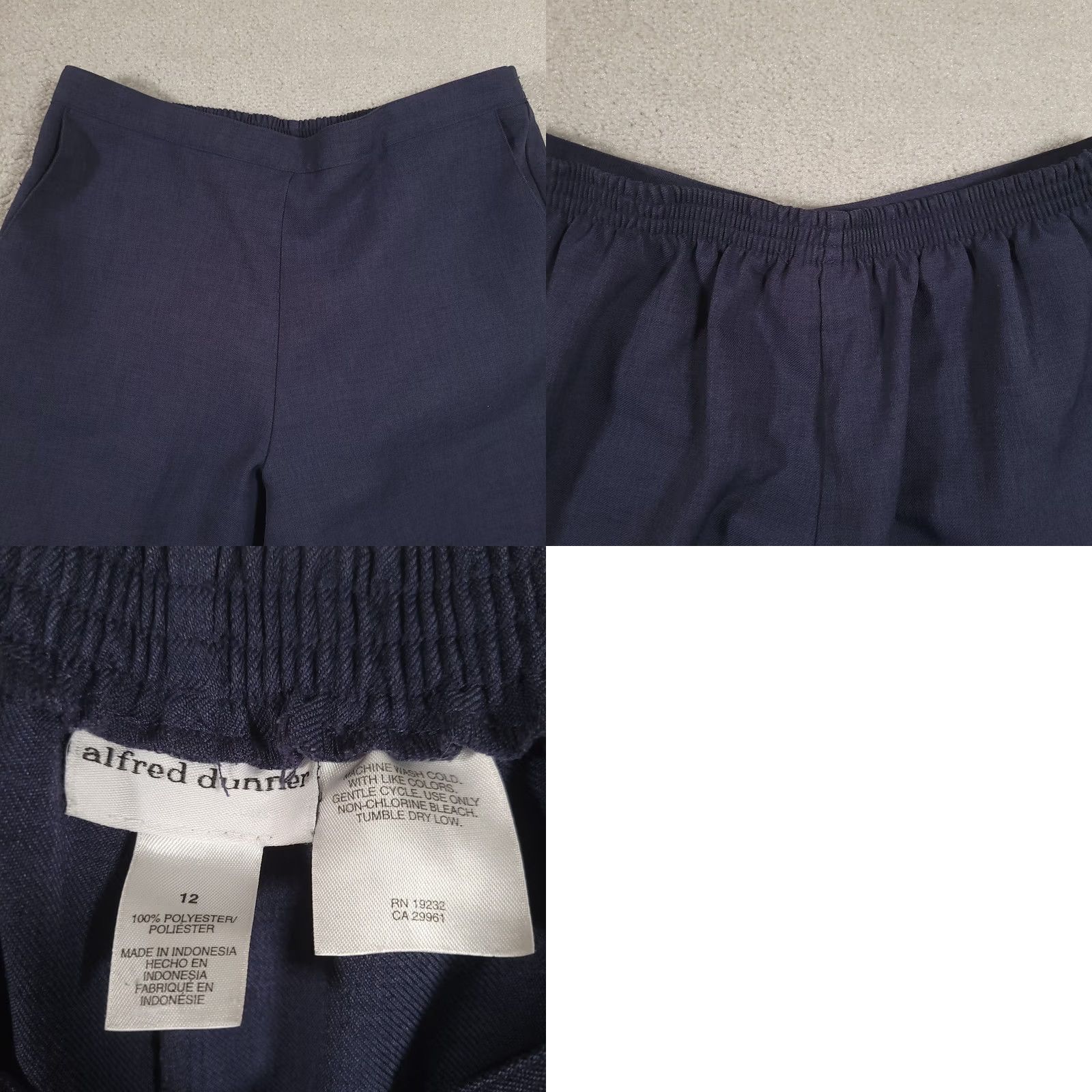 Vintage Alfred Dunner Pants Womens 12 Blue Pull On Elastic Waist Polyester Slacks Size 34" / US 12 / IT 48 - 8 Thumbnail