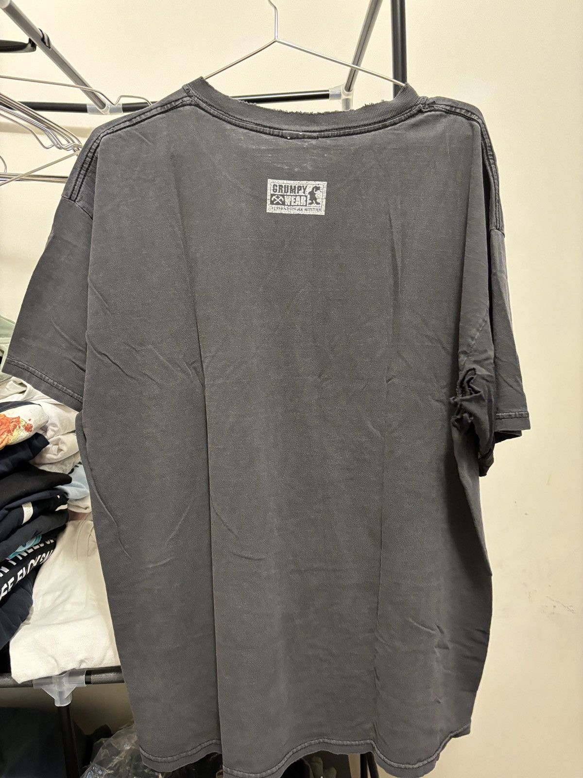 Vintage Grumpy's Tough Guy Inc Black Vintage T Shirt with Holes Size US L / EU 52-54 / 3 - 7 Thumbnail