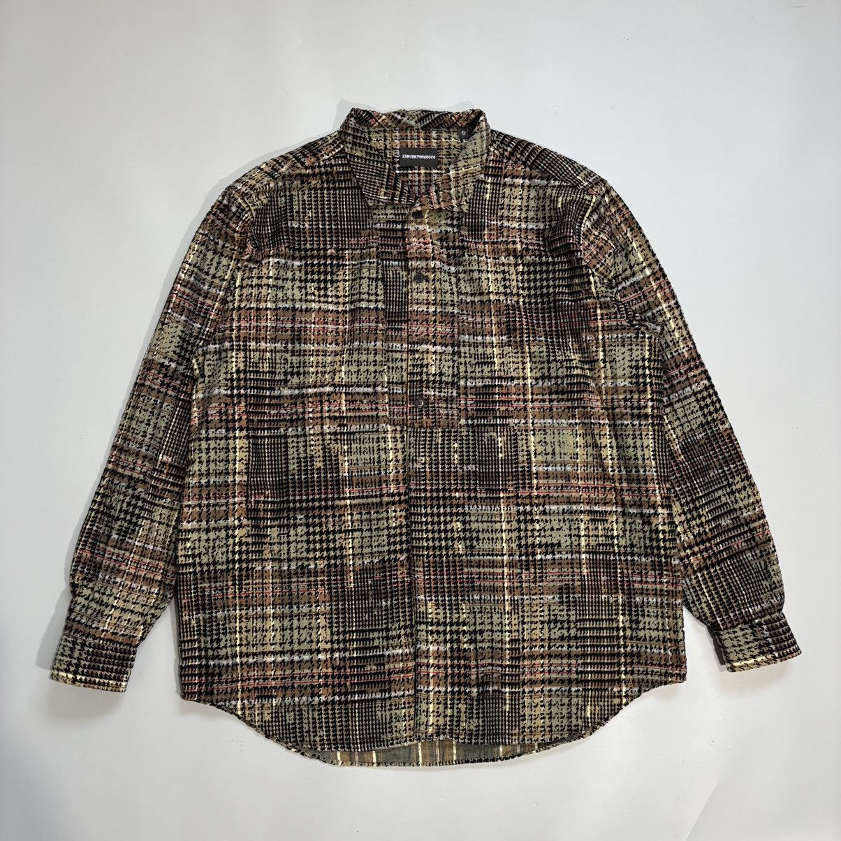 Emporio Armani × Giorgio Armani EMPORIO ARMANI Plaid Cotton Regular Fit Shirt Size US L / EU 52-54 / 3 - 1 Thumbnail