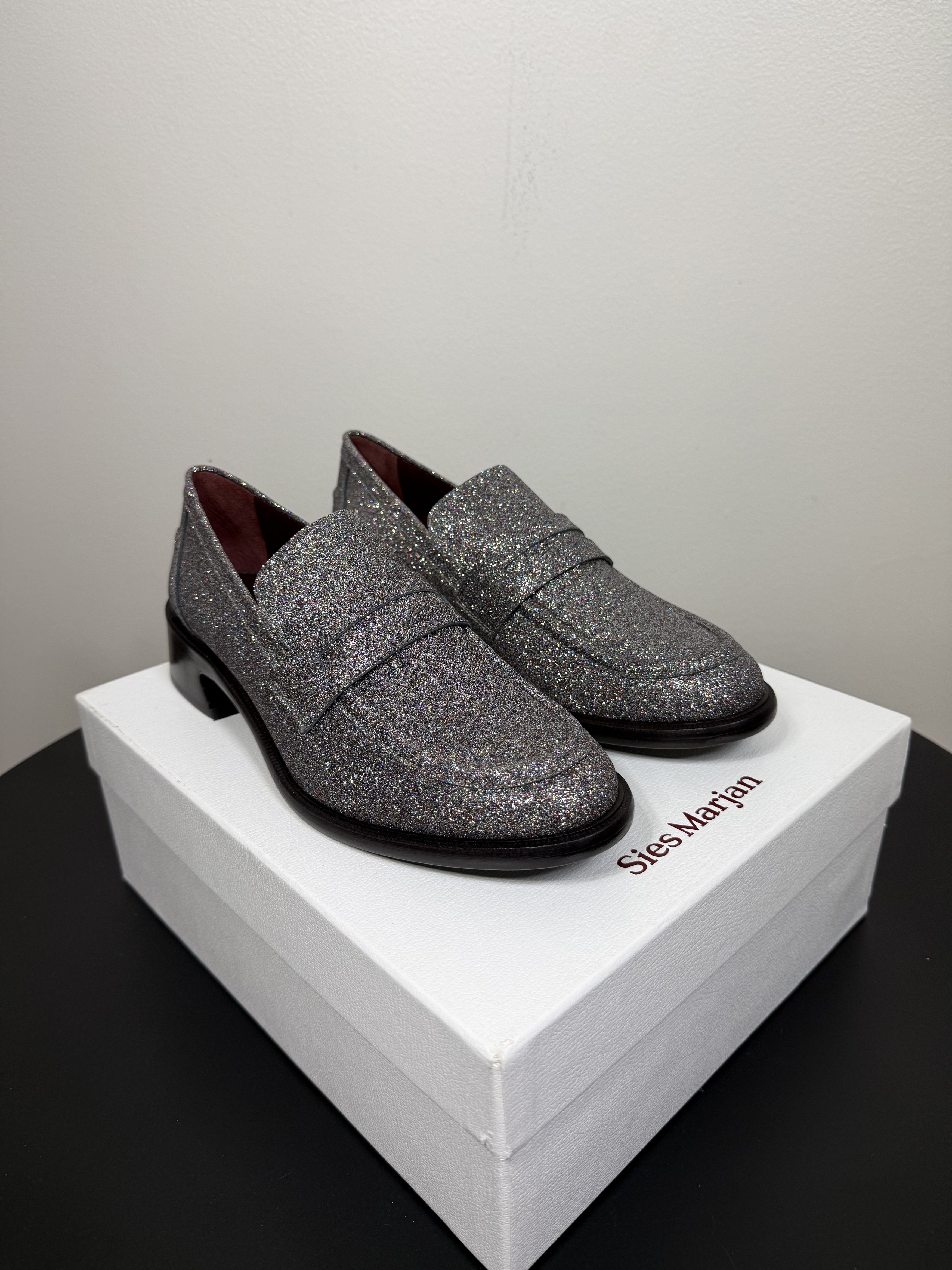 Sies Marjan Eddie Silver Glitter Loafer Size US 8 / IT 38 - 1 Thumbnail