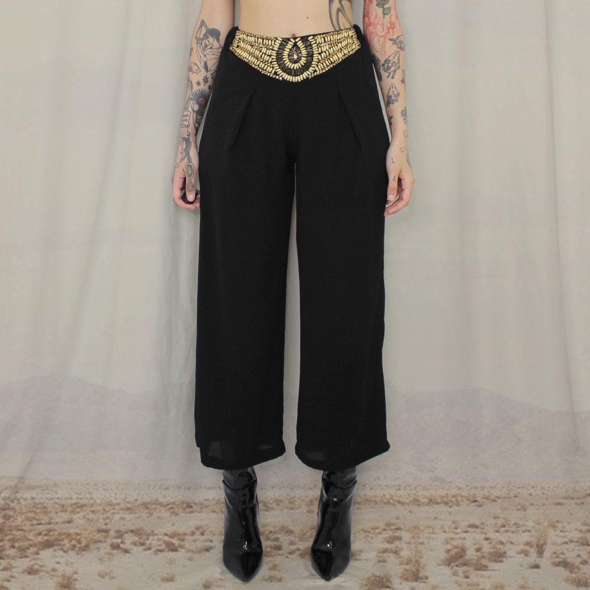 Other × Vintage 📀BLACK BOHO PANTS📀 Size 27" / US 4 / IT 40 - 1 Thumbnail