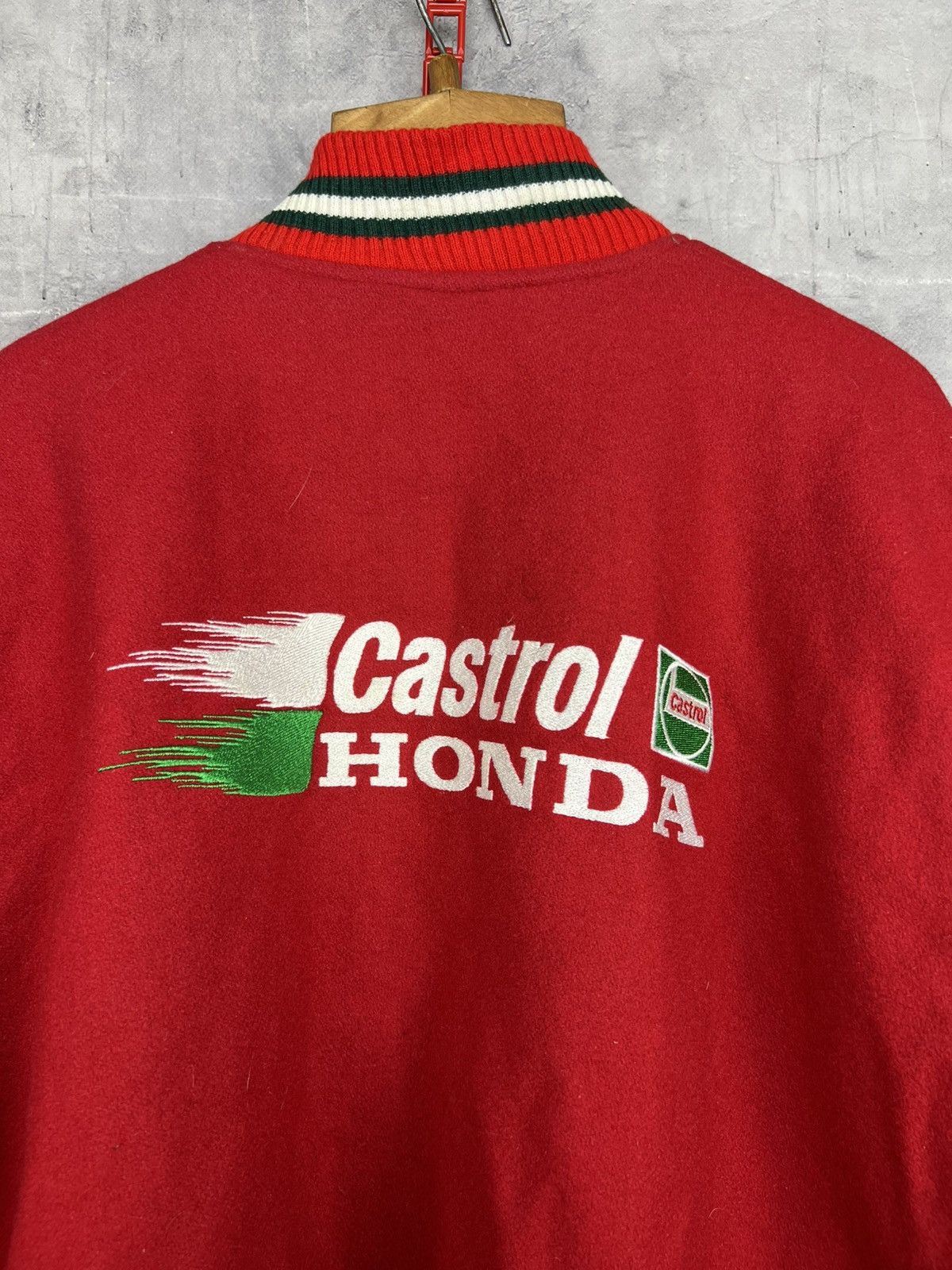 Honda Vintage Honda Castrol Racing Heavy Wool Bomber Jacket Xl Size US XL / EU 56 / 4 - 18 Thumbnail