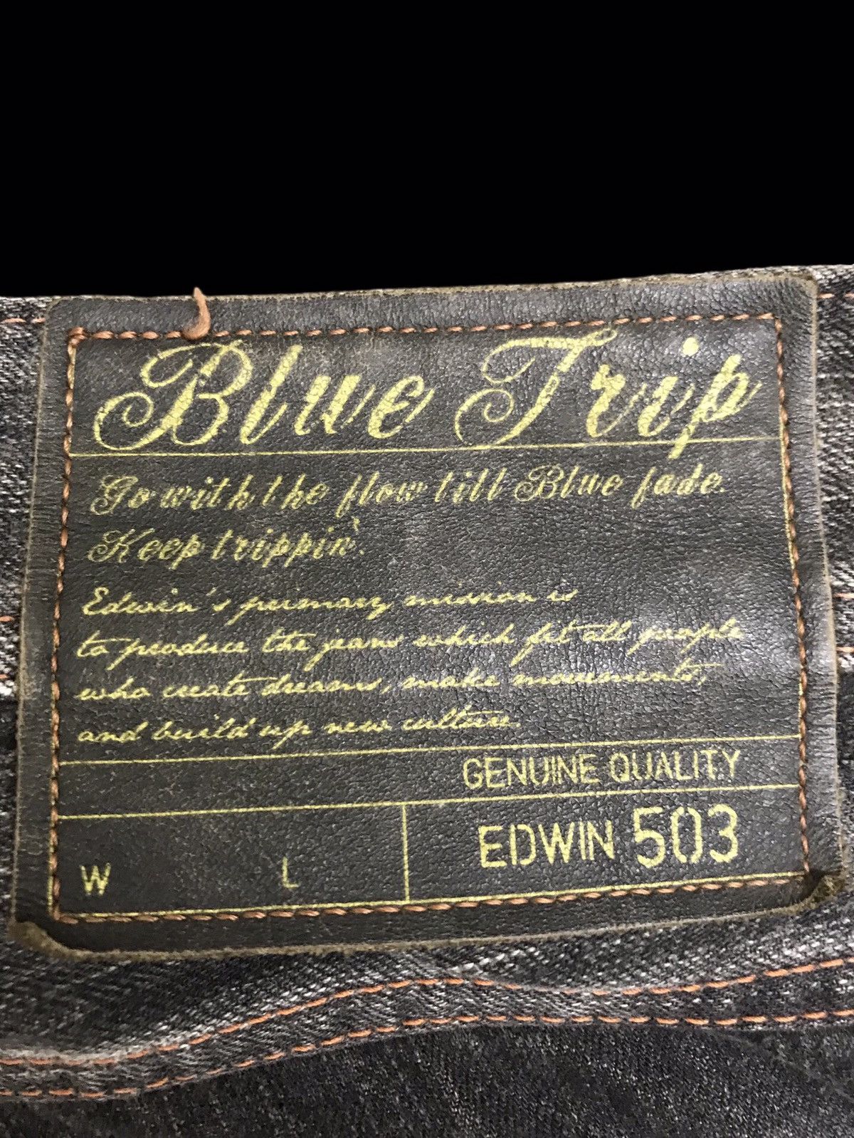 Edwin 💥ARCHIVAL💥EDWIN 503 BLUE TRIP RAW FADE BLACK DENIM F351 Size US 31 - 17 Thumbnail