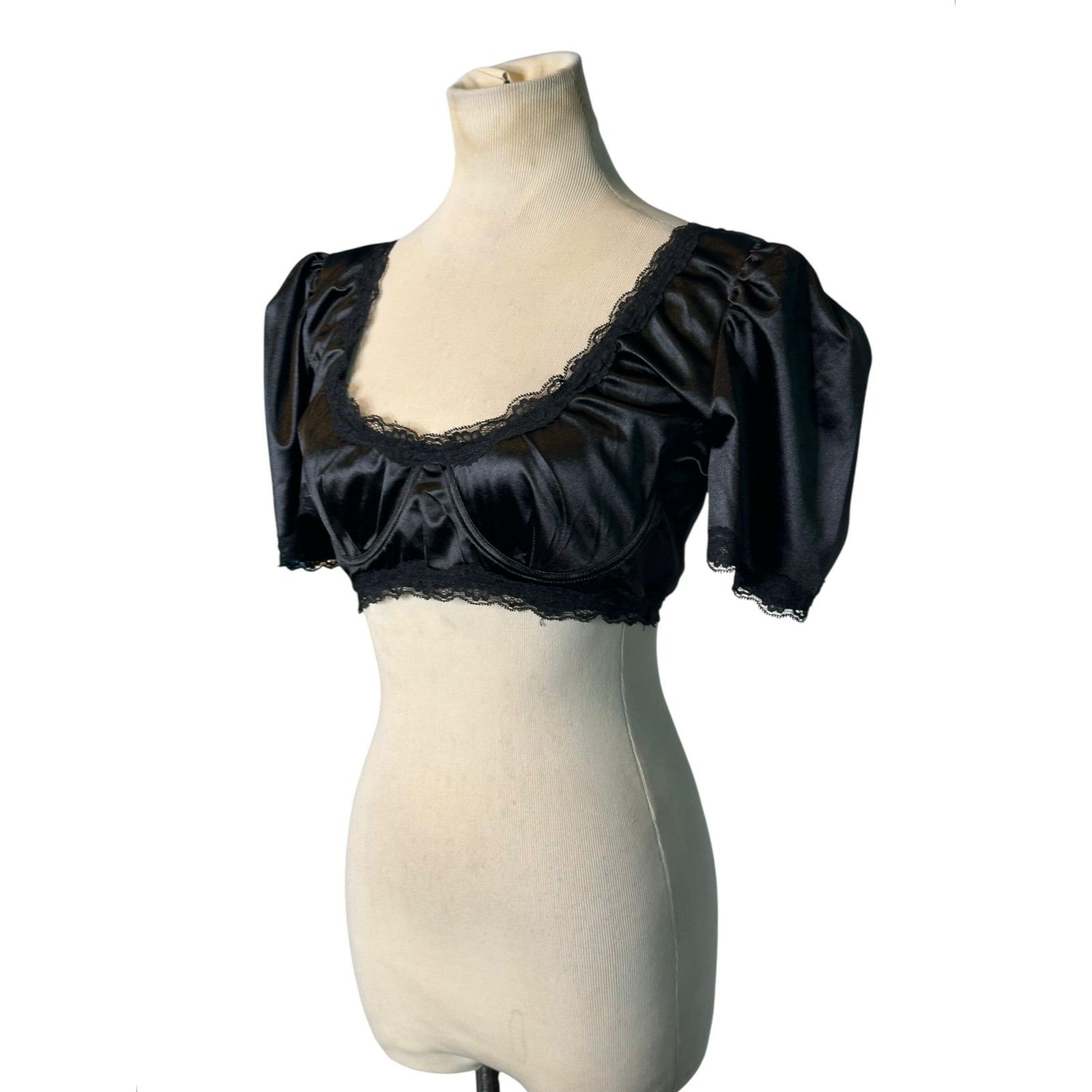 PRINCESS POLLY Princess Polly black short sleeves crop blouse size 12 Size XL / US 12-14 / IT 48-50 - 6 Thumbnail