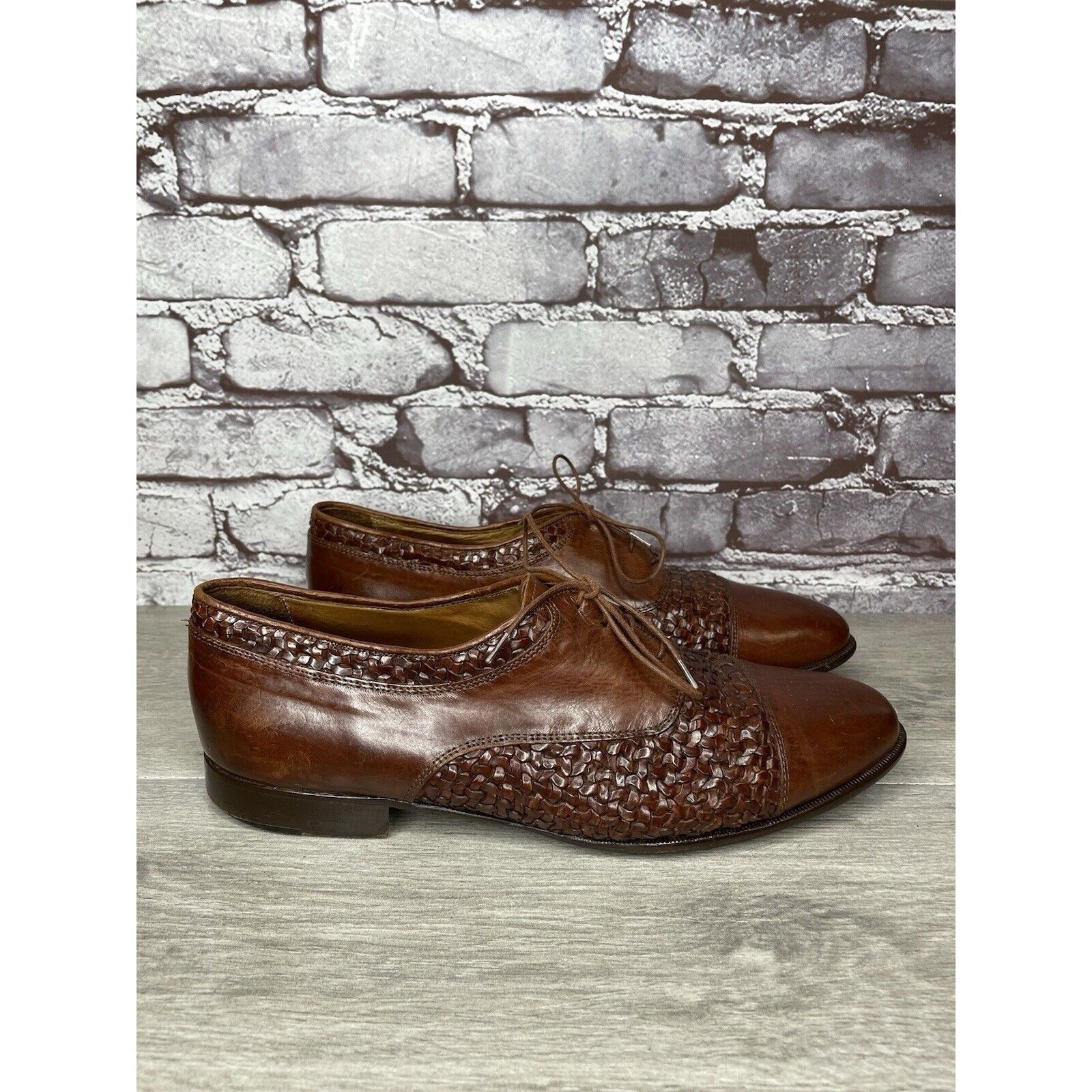 Johnston & Murphy Johnston Murphy Domani Brown Leather Cap Toe Basketweave Lac Size US 10.5 / EU 43-44 - 23 Thumbnail
