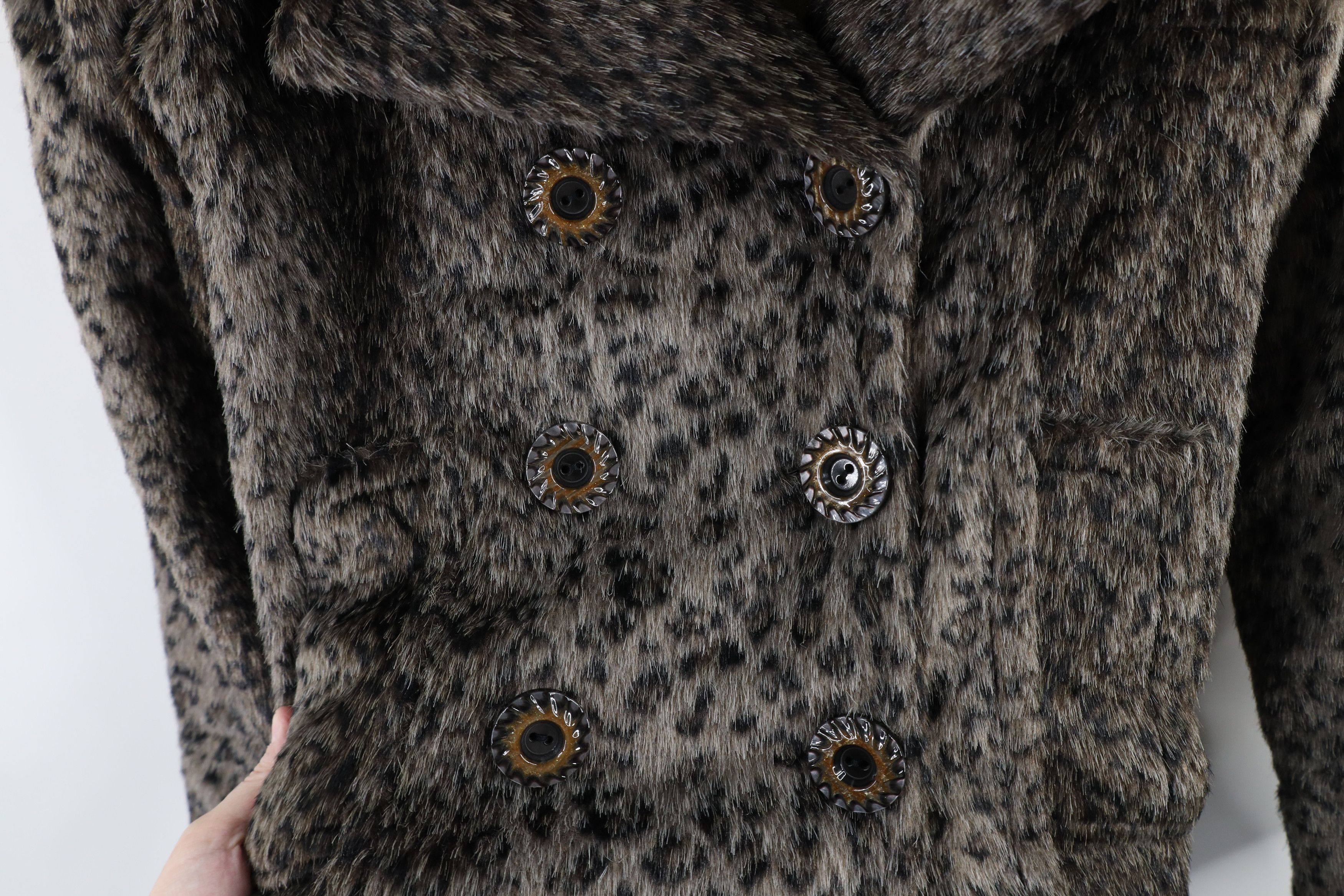 BKE × Vintage Buckle BKE Fur Double Breasted Peacoat Jacket Leopard Print Size M / US 6-8 / IT 42-44 - 4 Thumbnail