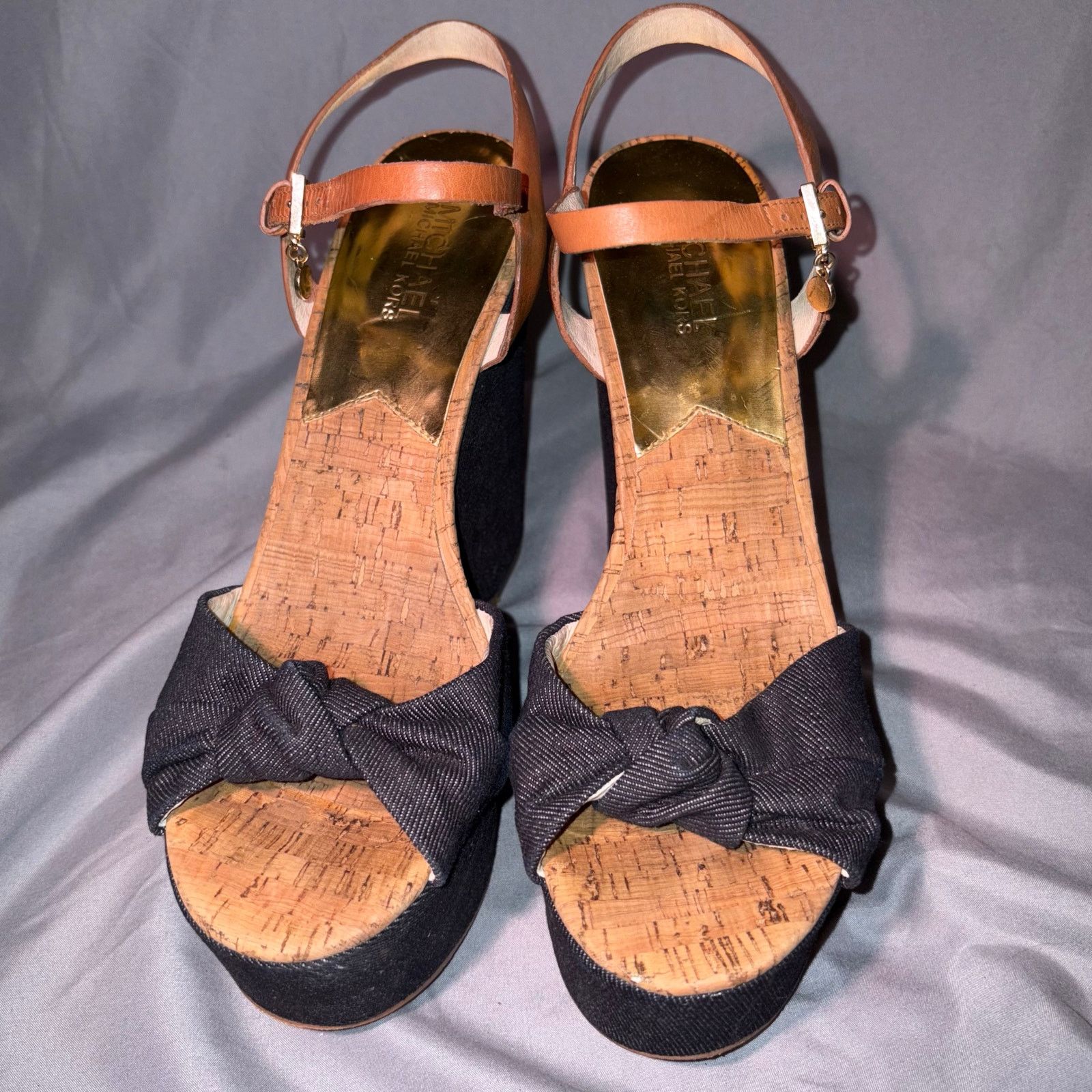 Michael Kors Michael Kors Denim Cork Wedge Sandals 8.5M Espadrille Heels Size US 8.5 / IT 38.5 - 2 Thumbnail