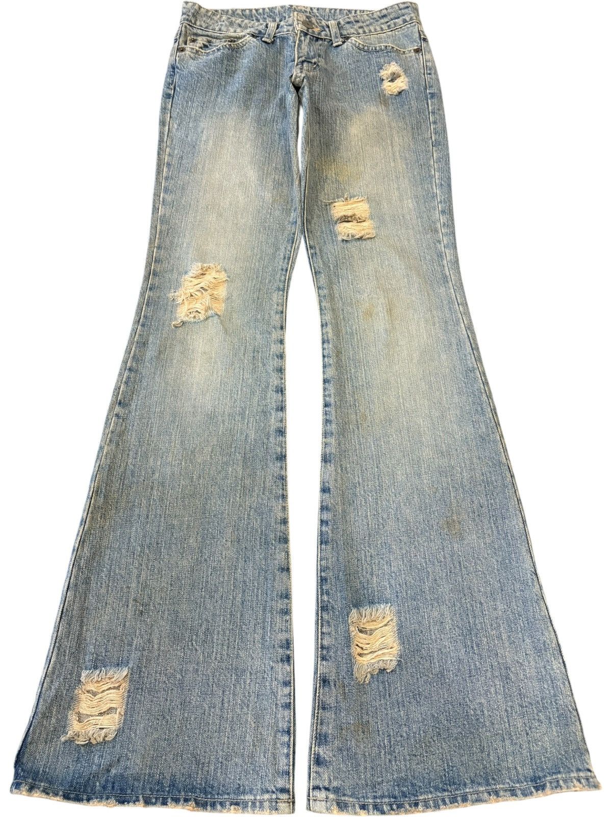 Yasuyuki Ishii Vintage Japanese Brand Mud Wash Distressed Flare Jeans Size 28" / US 6 / IT 42 - 1 Thumbnail