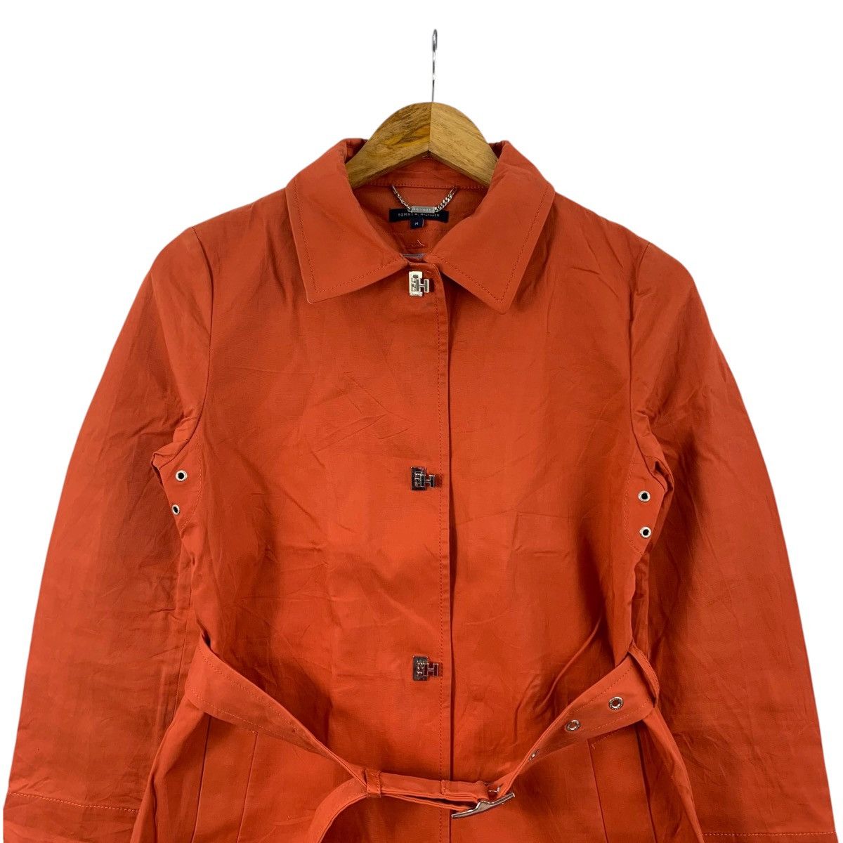 Tommy Hilfiger TOMMY HILFIGER Orange Long Trench Coat Parka Jacket Size M / US 6-8 / IT 42-44 - 4 Thumbnail