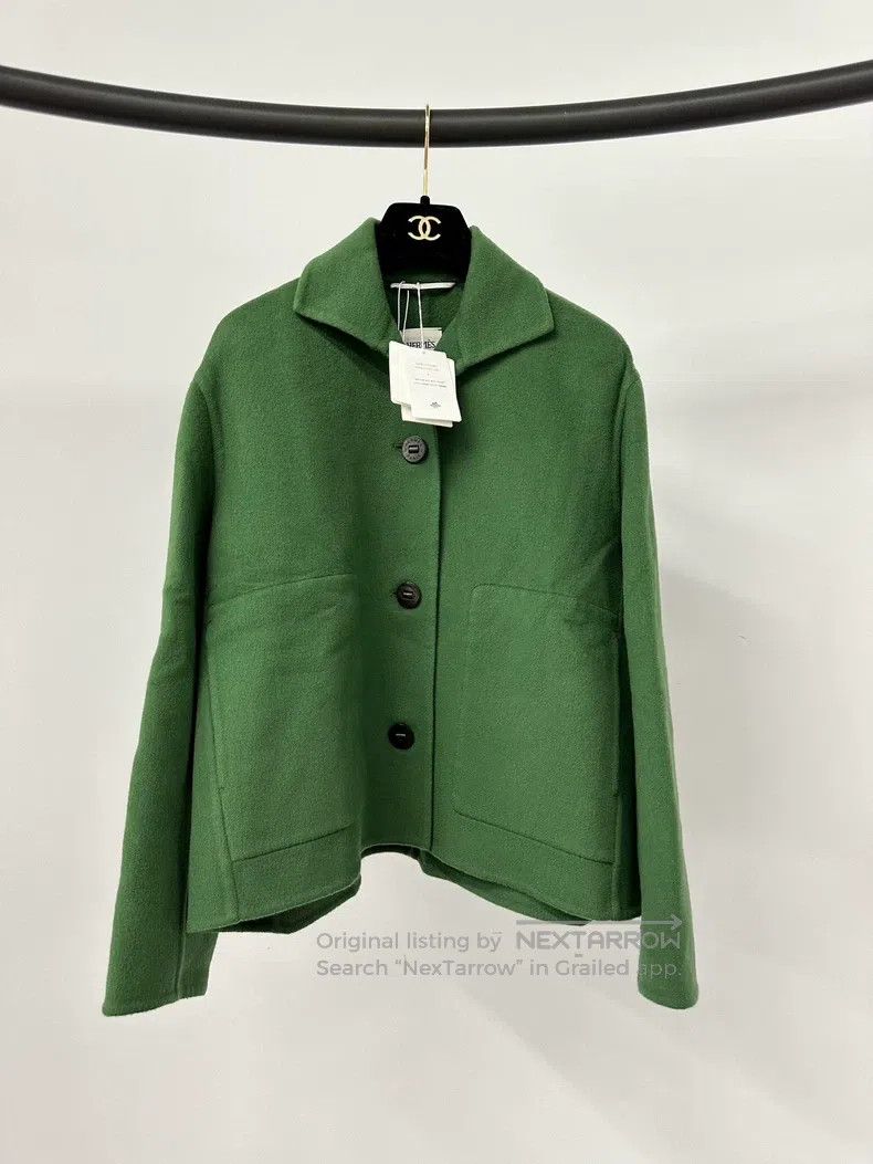 Hermes Hermes Green short cashmere coat Size XXS / US 00 / IT 34 - 1 Thumbnail