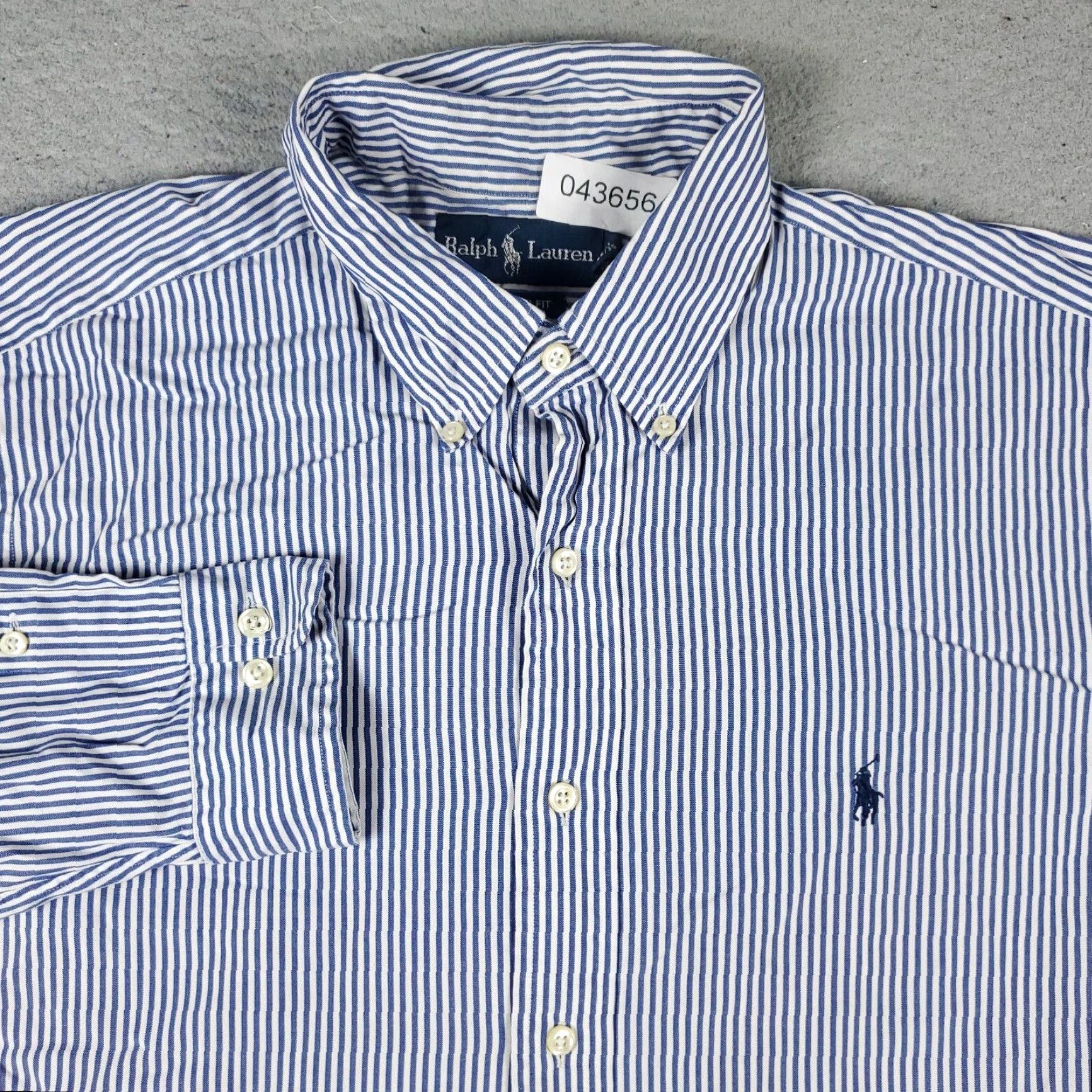 Ralph Lauren Ralph Lauren Dress Shirt Mens 16.5 Blue Striped Button-Up Long Sleeve Regular Fit Non-Iron Size 42R - 2 Thumbnail