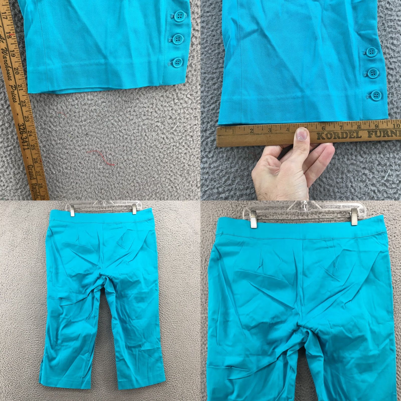 Vintage Monroe & Main Capris Pants Womens 16W Teal Blue Button Hem Mid Rise Zip Fly Capris, 16W, Blue, Womens Size 38" / US 16 / IT 52 - 8 Thumbnail