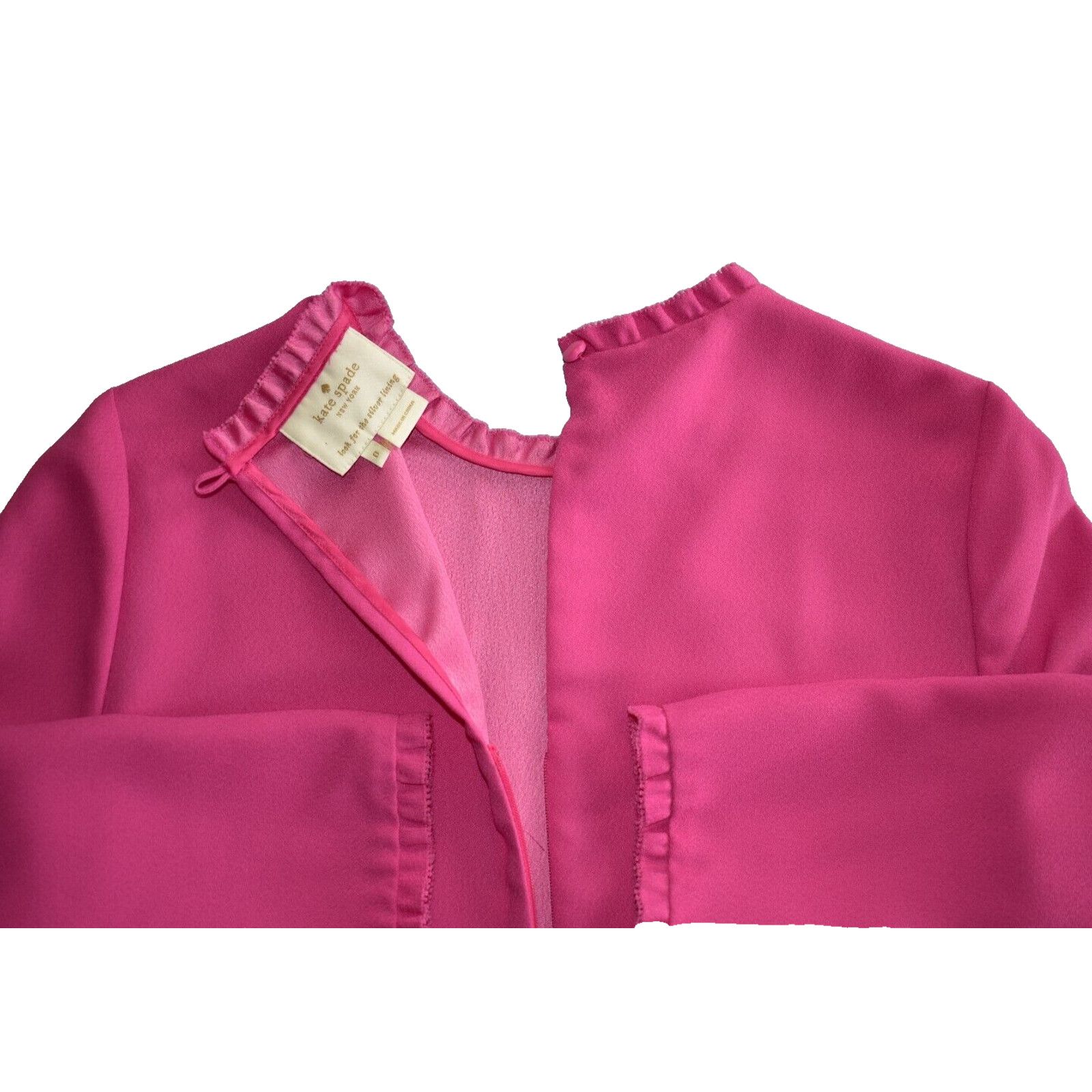 Kate Spade NEW KATE SPADE Pink Crepe Ruffle Trim Shift Dress Size 0 Size XS / US 0-2 / IT 36-38 - 4 Thumbnail
