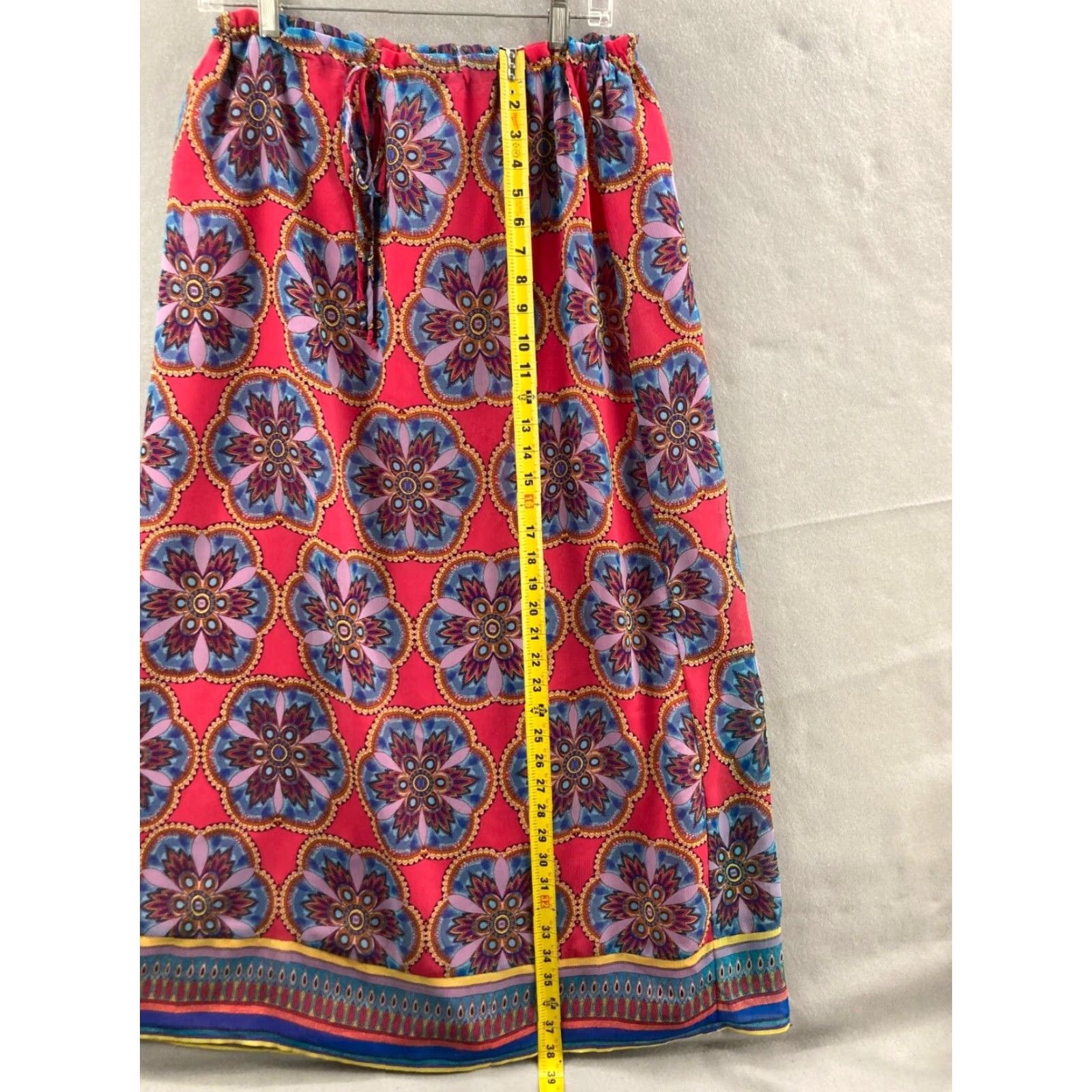 Nicole Miller Nicole Miller Paisley Maxi Skirt Pink M Lined Drawstring Women Size 32" / US 10 / IT 46 - 6 Thumbnail