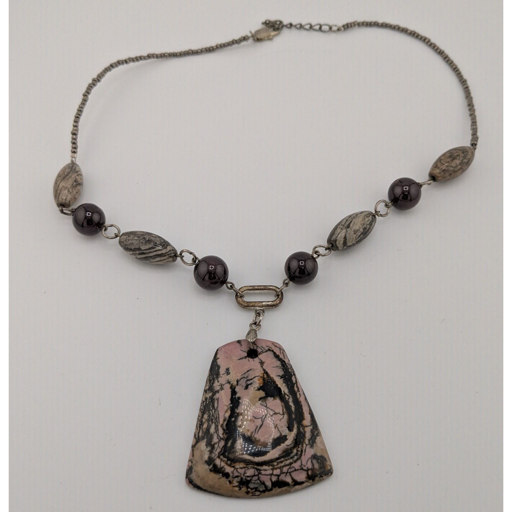 Handmade Vintage Handmade Porcelain Jasper Pendant Necklace With Vari Size ONE SIZE - 5 Thumbnail