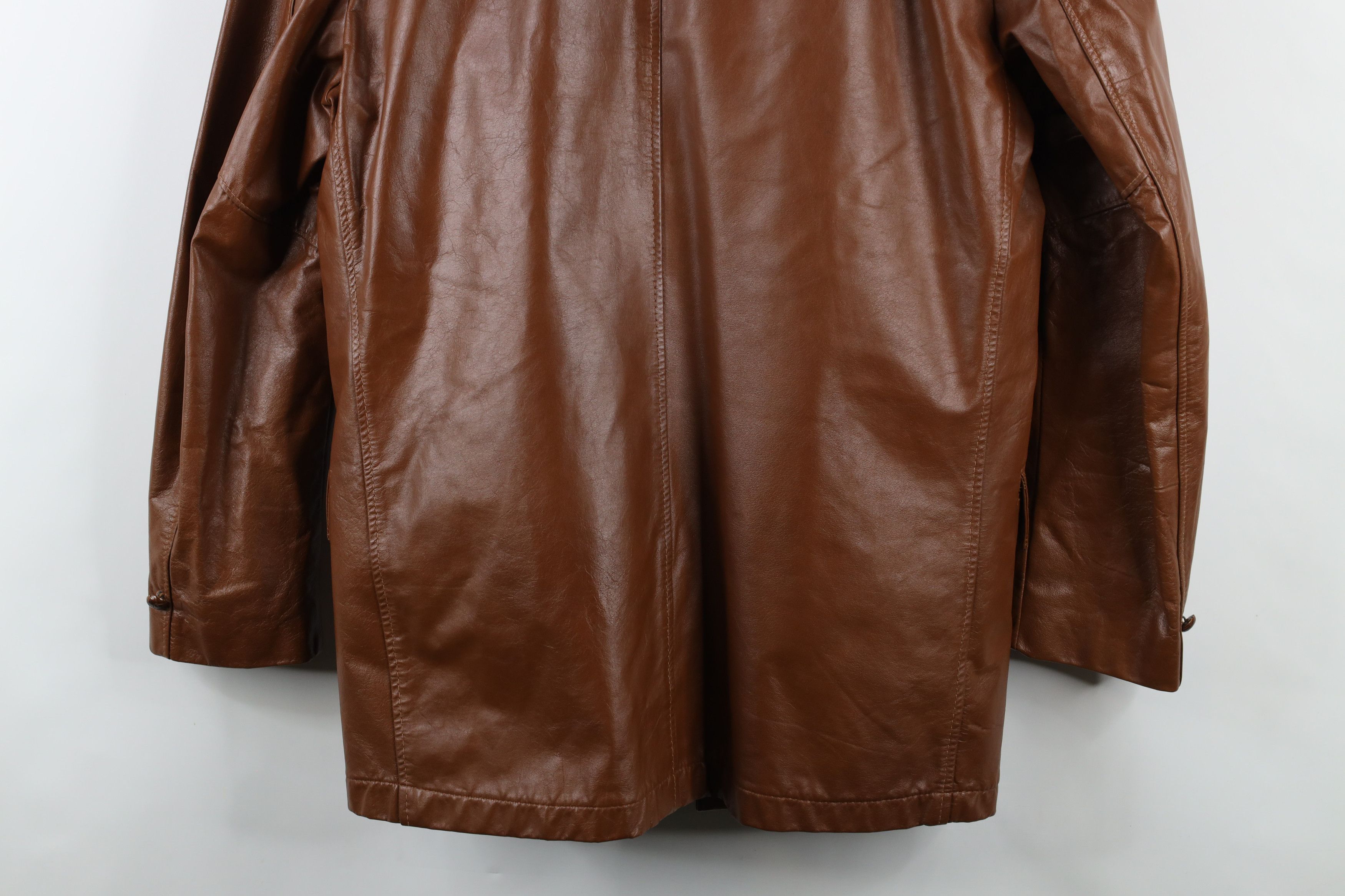 Vintage Vintage 70s Streetwear Lined Leather Button Jacket Brown USA Size US L / EU 52-54 / 3 - 13 Thumbnail