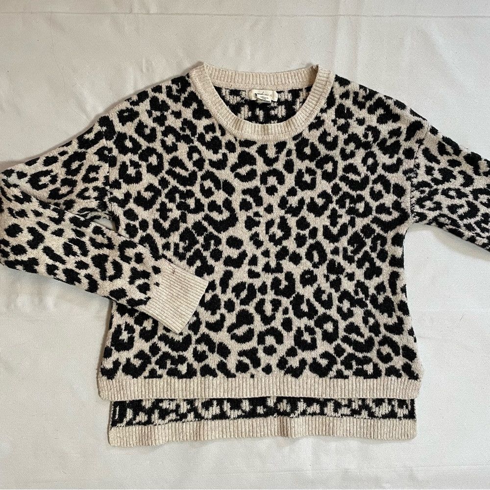 Other Yes Lola Leopard Print Cotton Blend Long Sleeve Cropped Swe Size XS / US 0-2 / IT 36-38 - 5 Thumbnail