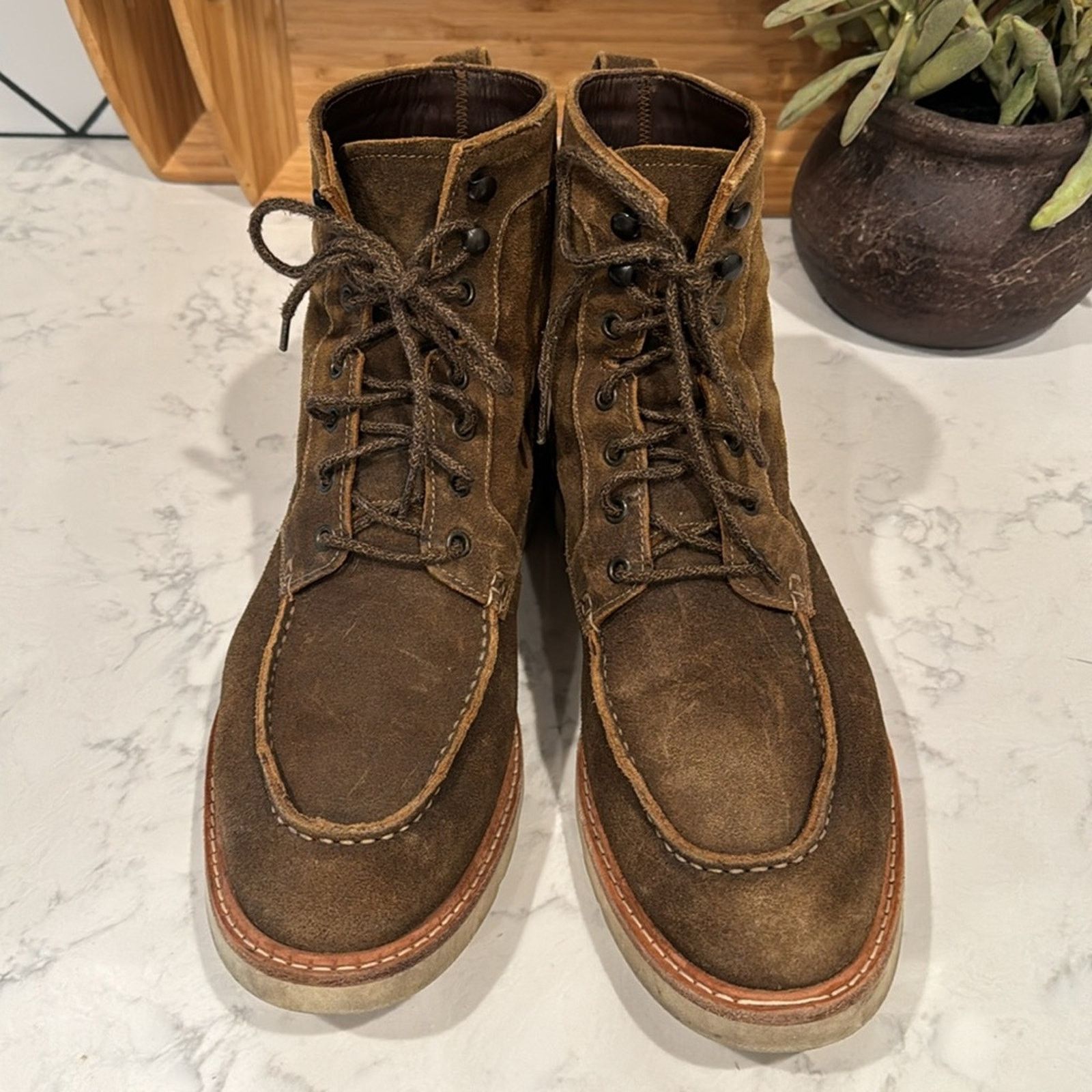 Nisolo Nisolo Mateo Boots Distressed Leather Moc Toe Stitch size 12 Size US 12 / EU 45 - 2 Thumbnail