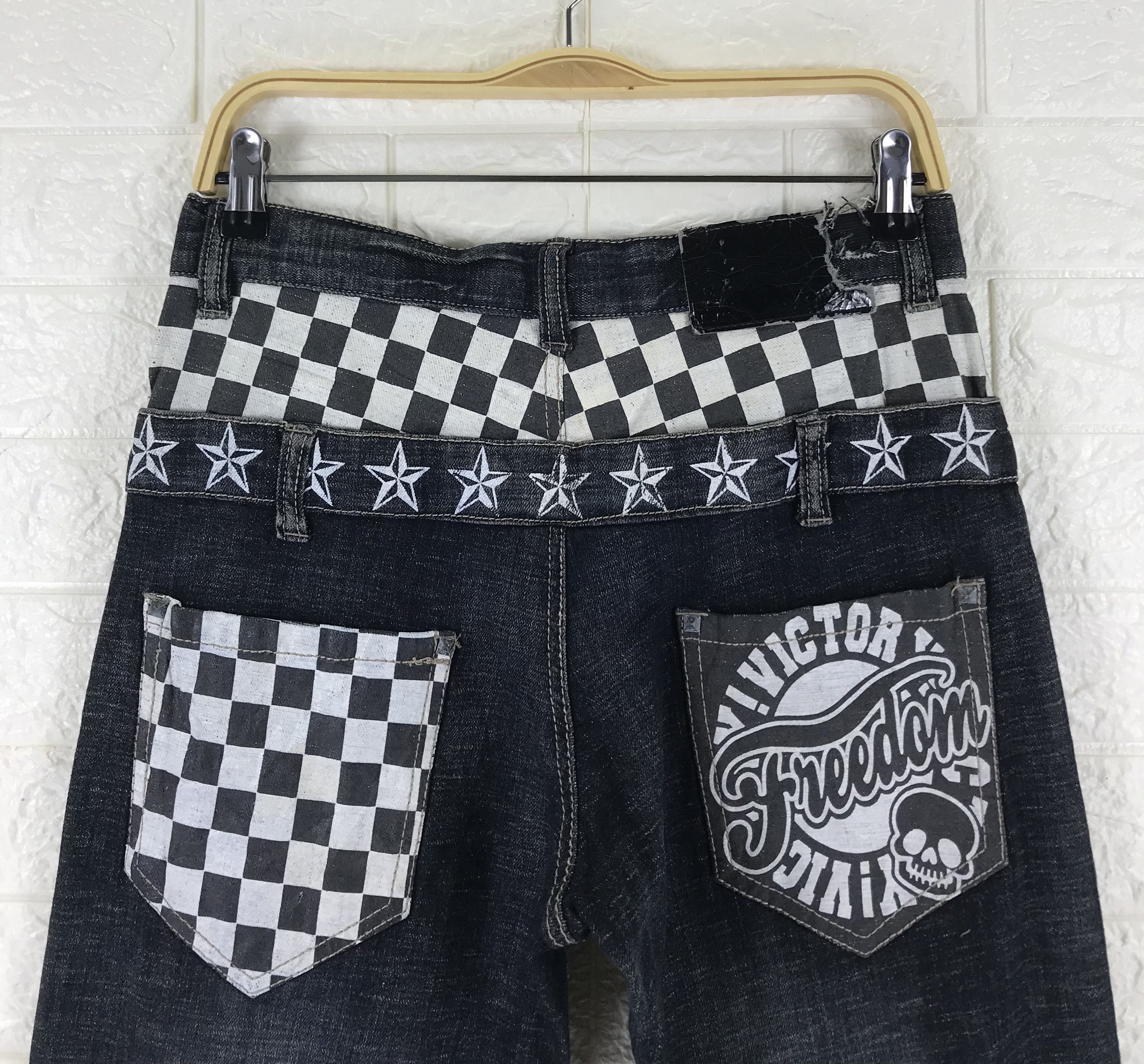 Japanese Brand Japanese Double Waist Victory Freedom Faded Black Jeans Size US 30 / EU 46 - 2 Thumbnail