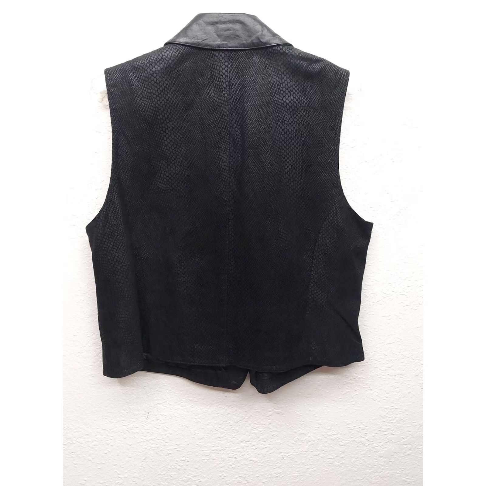 Vintage New York Vest Womens 1x Black Leather Snake Skin Print Button Up Pockets Cbo, Women's (Size Xl) — image 3 of 6