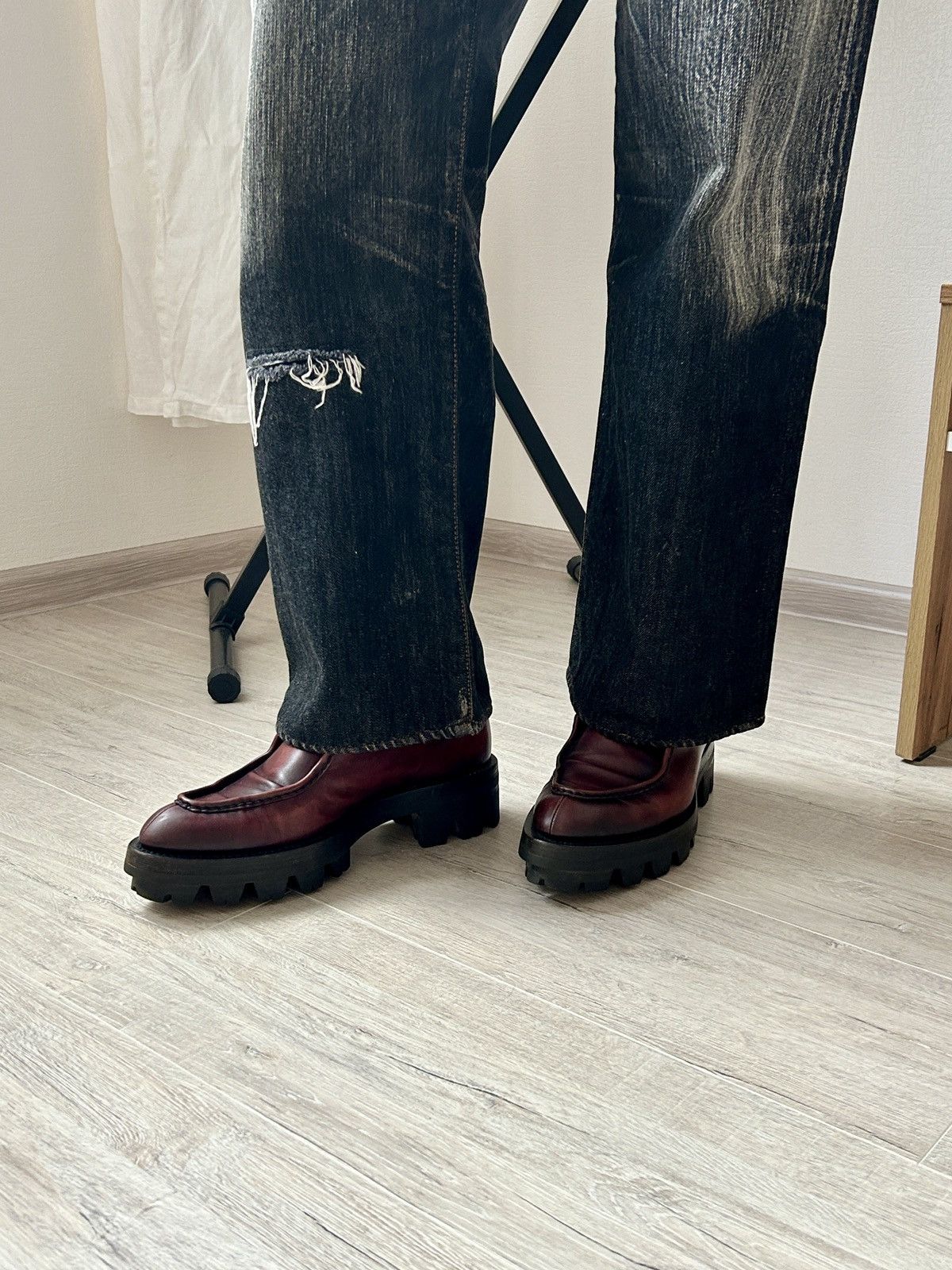 Prada Rare Prada FW13 Runaway Calfskin Burgundy Lug Sole Creepers Size US 9 / EU 42 - 8 Thumbnail