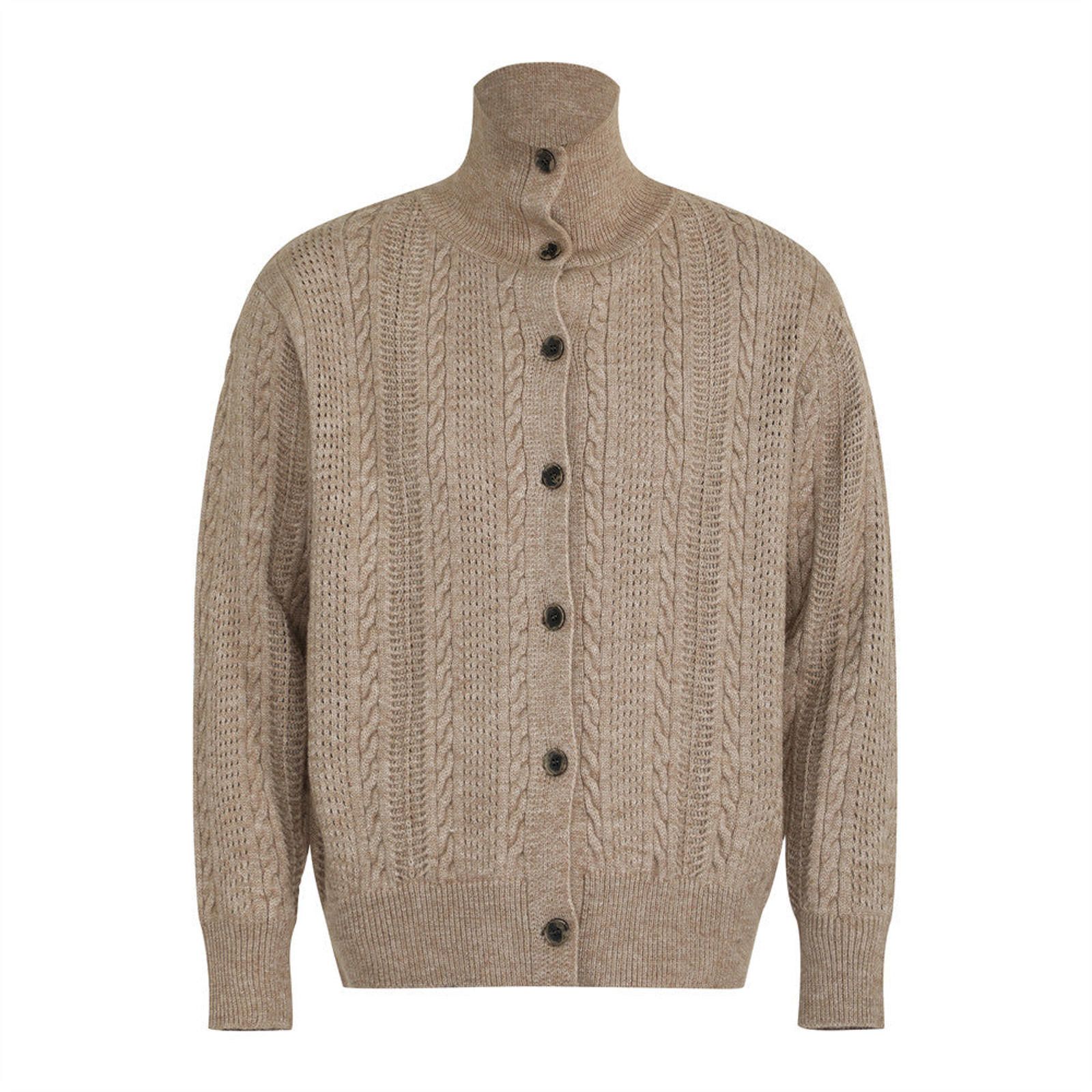 Vintage Men's Cable Knit Button-Up Sweater Size US M / EU 48-50 / 2 - 1 Thumbnail