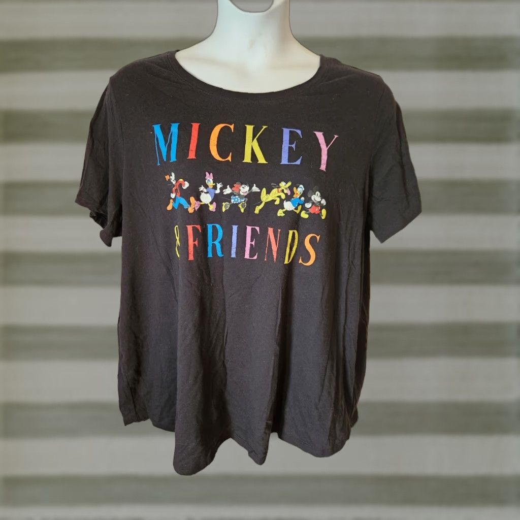 Disney Disney Womens Mickey & Friends Black Short Sleeve T Shirt 3X Plus Size XXL / US 16-18 / IT 52-54 - 1 Thumbnail