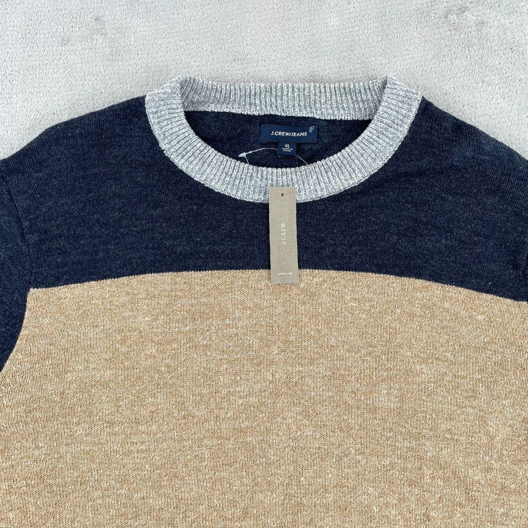 J.Crew J.CREW Sweater Men XL Multi ColorBlock Wool Blend Crew Neck Long Sleeve Prep NWT Size US XL / EU 56 / 4 - 3 Thumbnail